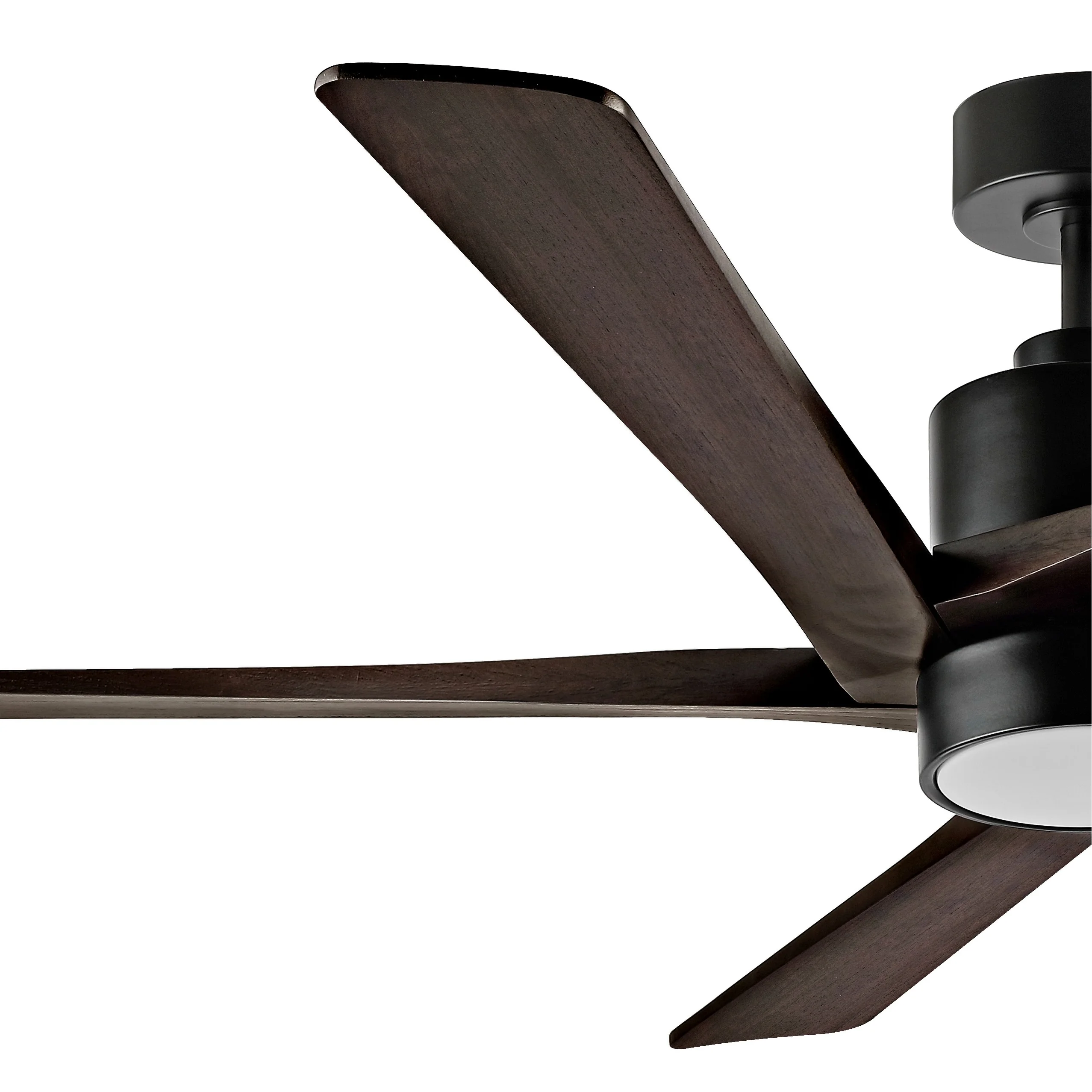 WINGBO 64 Inch DC Ceiling Fan with Lights and Remote Control, 5 Reversible Carved Wood Blades - N/A Matte Black/Walnut