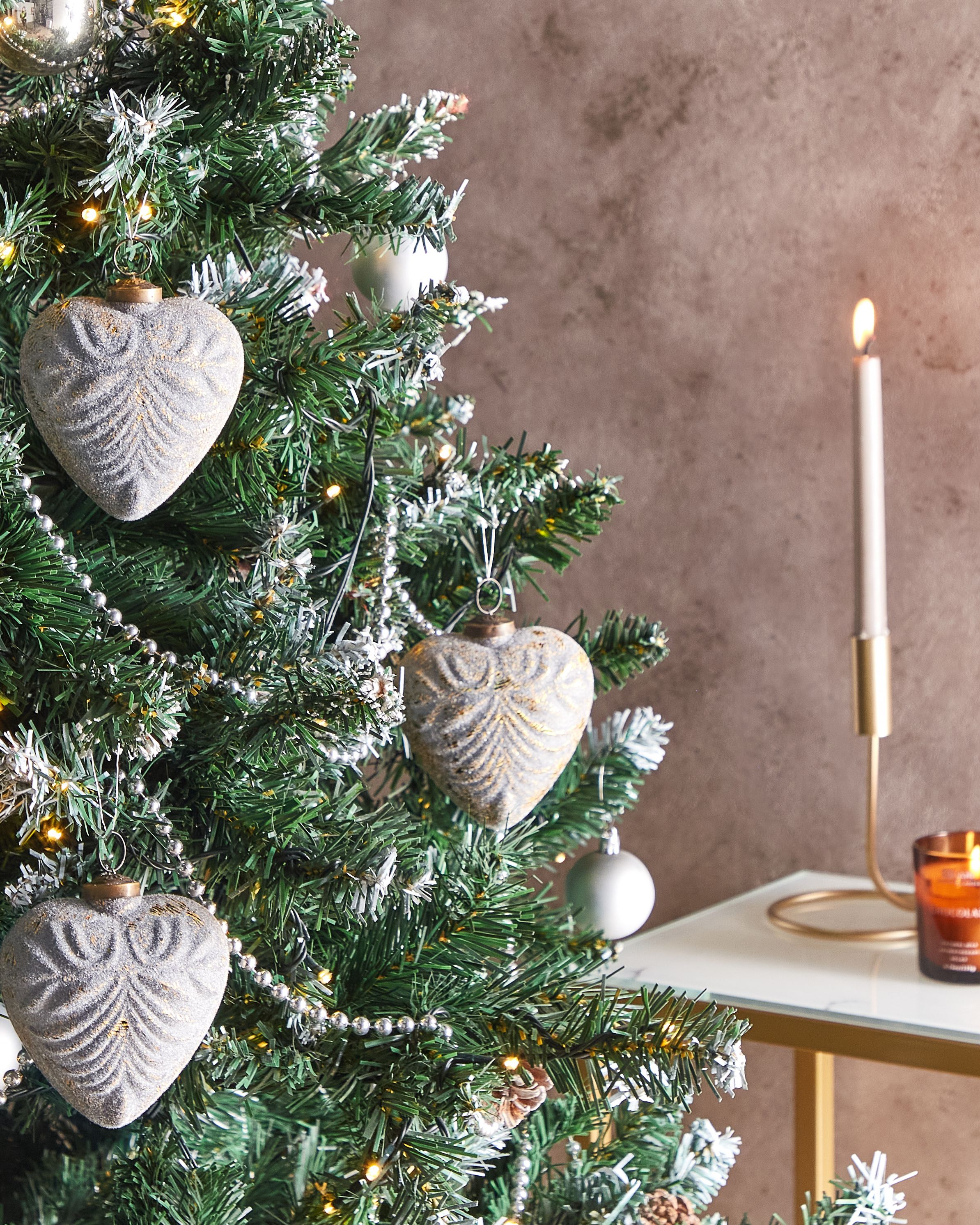 Set of 4 Baubles FERIABLE Glass Grey