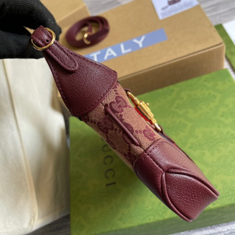 Replica Gucci Jackie 1961 Mini Shoulder Bag 637092 In Burgundy Gg Canvas1:1High-quality replica