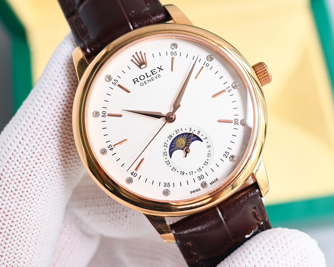 Rolex👑 Cellini Moonphase-40mm-Leather(1:1 replica) - Elite Watch Atelier