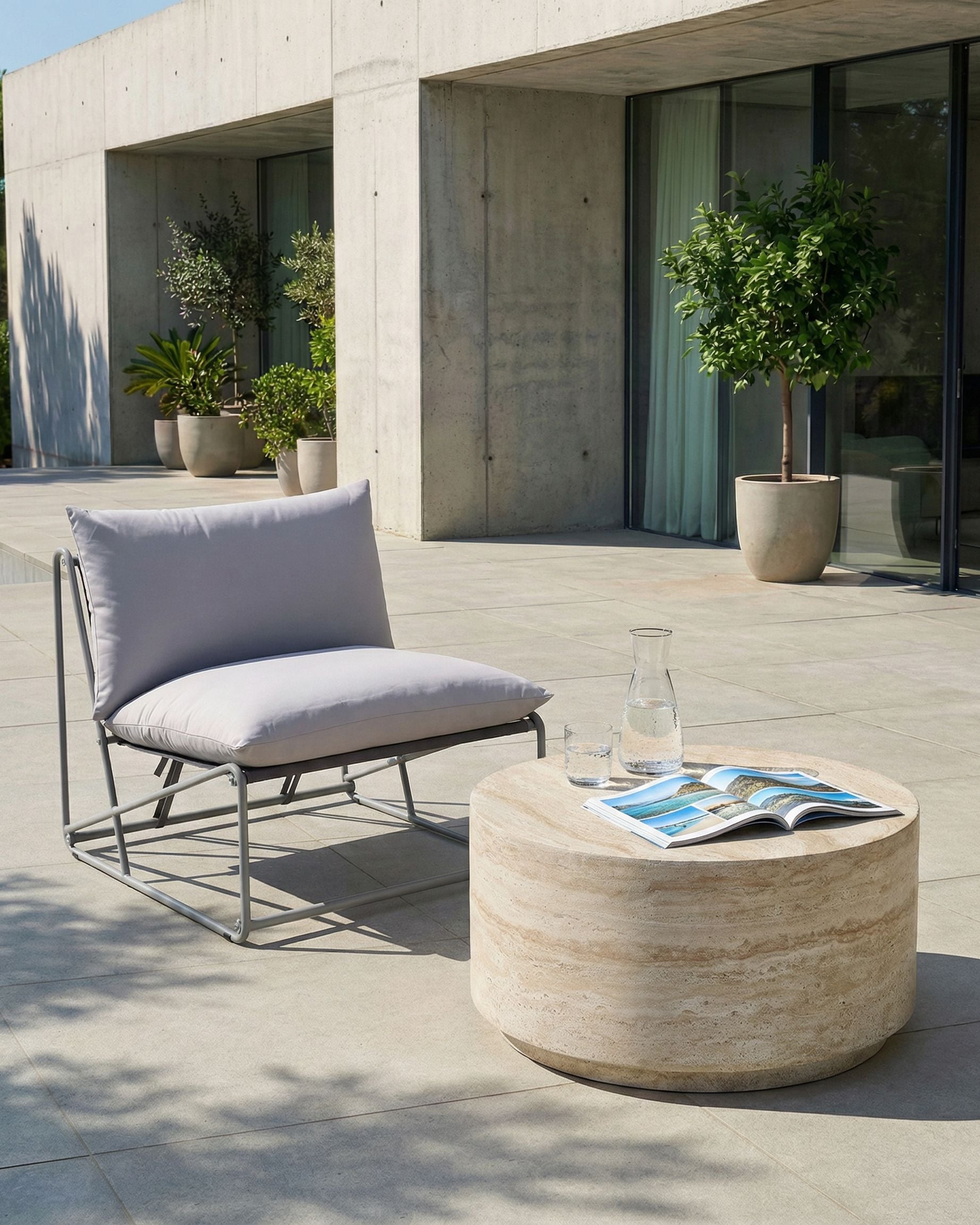 Garden Chair with Cushion PICO Metal Grey