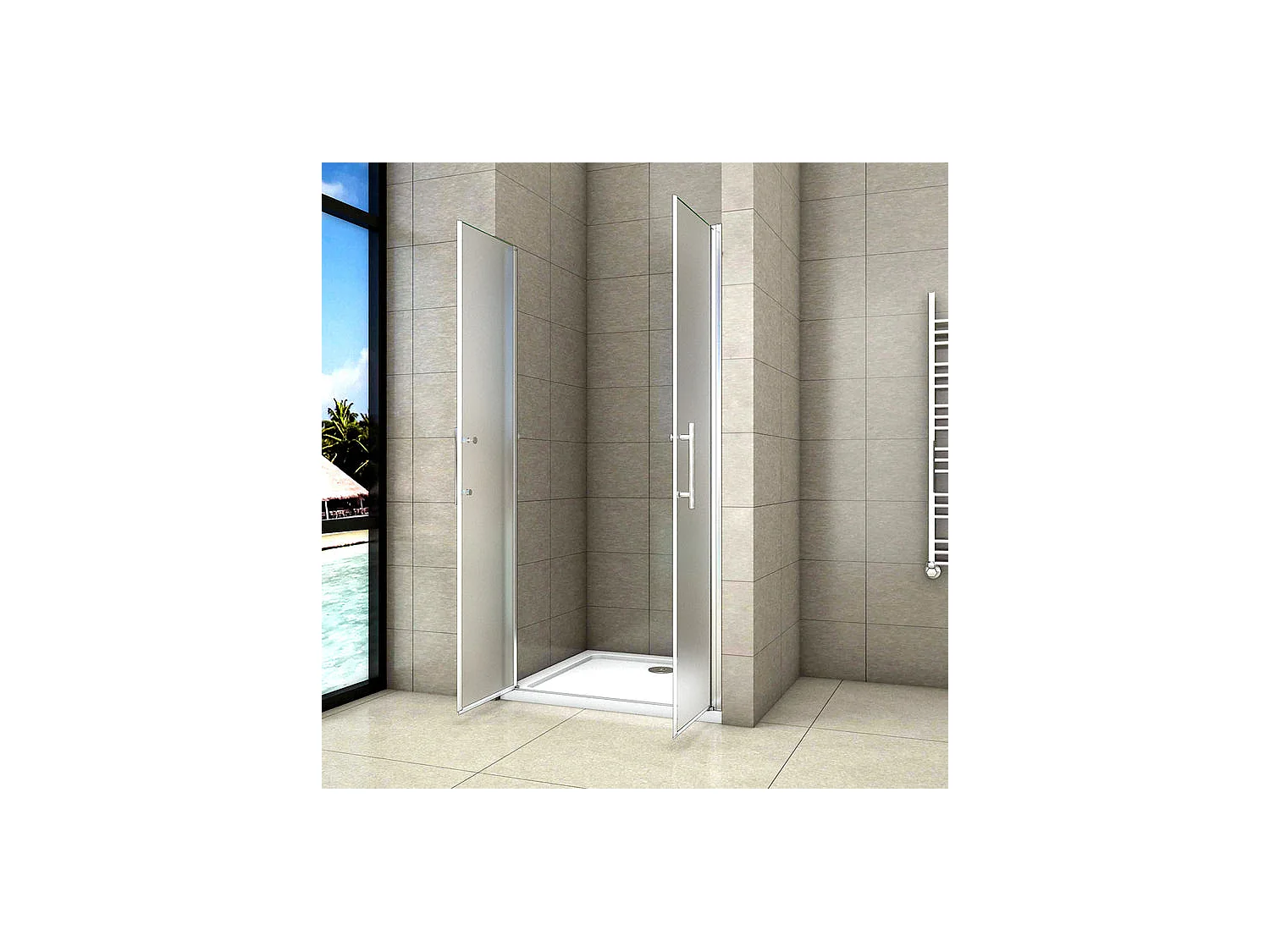 Porte de douche battante 75x185cm porte de douche en verre satiné avec anti-déflagrant et anticalcaire