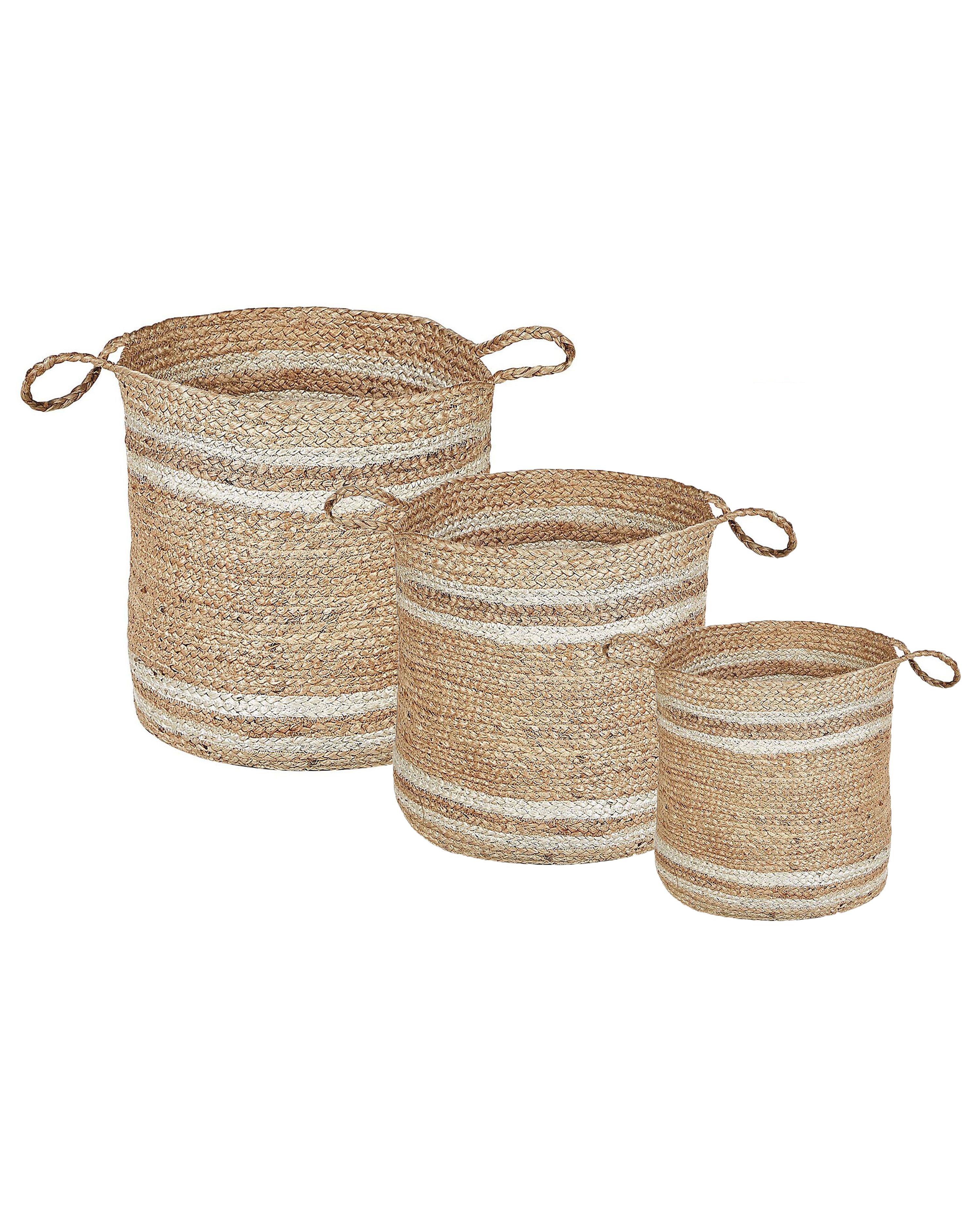 Set of 3 Baskets ZHOB Jute Natural