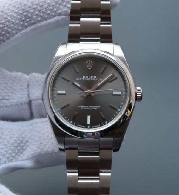 Replica Rolex Oyster Perpetual 39mm 114300 JF Gray Dial SS Bracelet SH3132 - Elite Watch Atelier