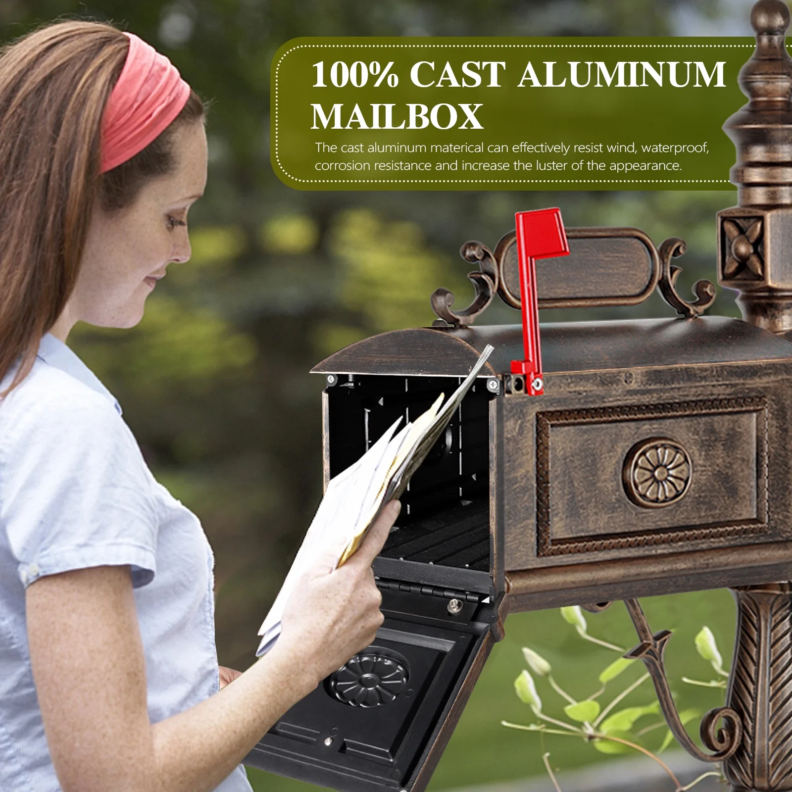 Betisef Large Cast Aluminum Mailbox Barcelona Decorative Post Mail Box Combination Stratford Heavy Duty - Image 7