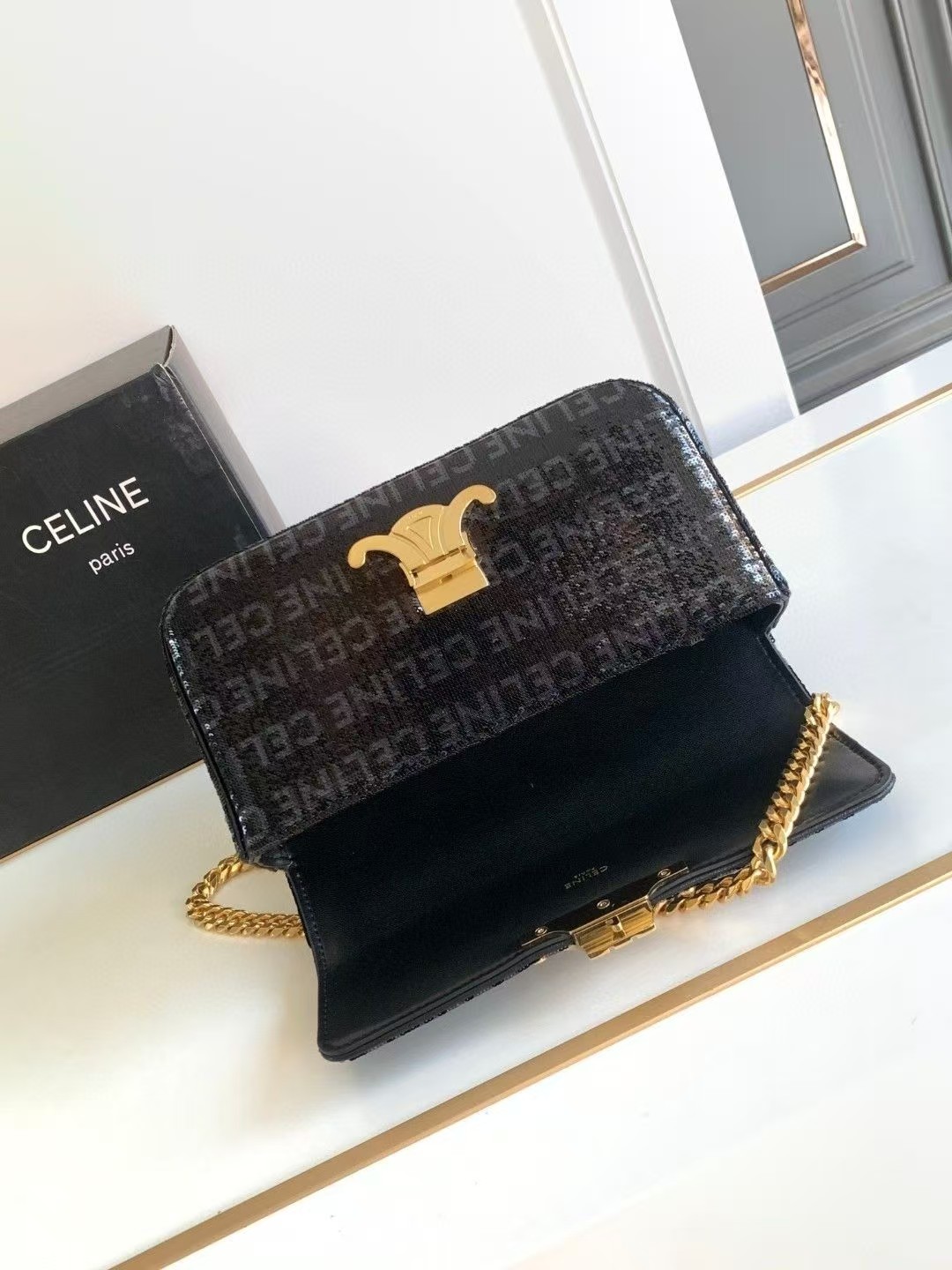 CELINE 23S Sequin Letter Triomphe Chain Bag1:1High-quality replica