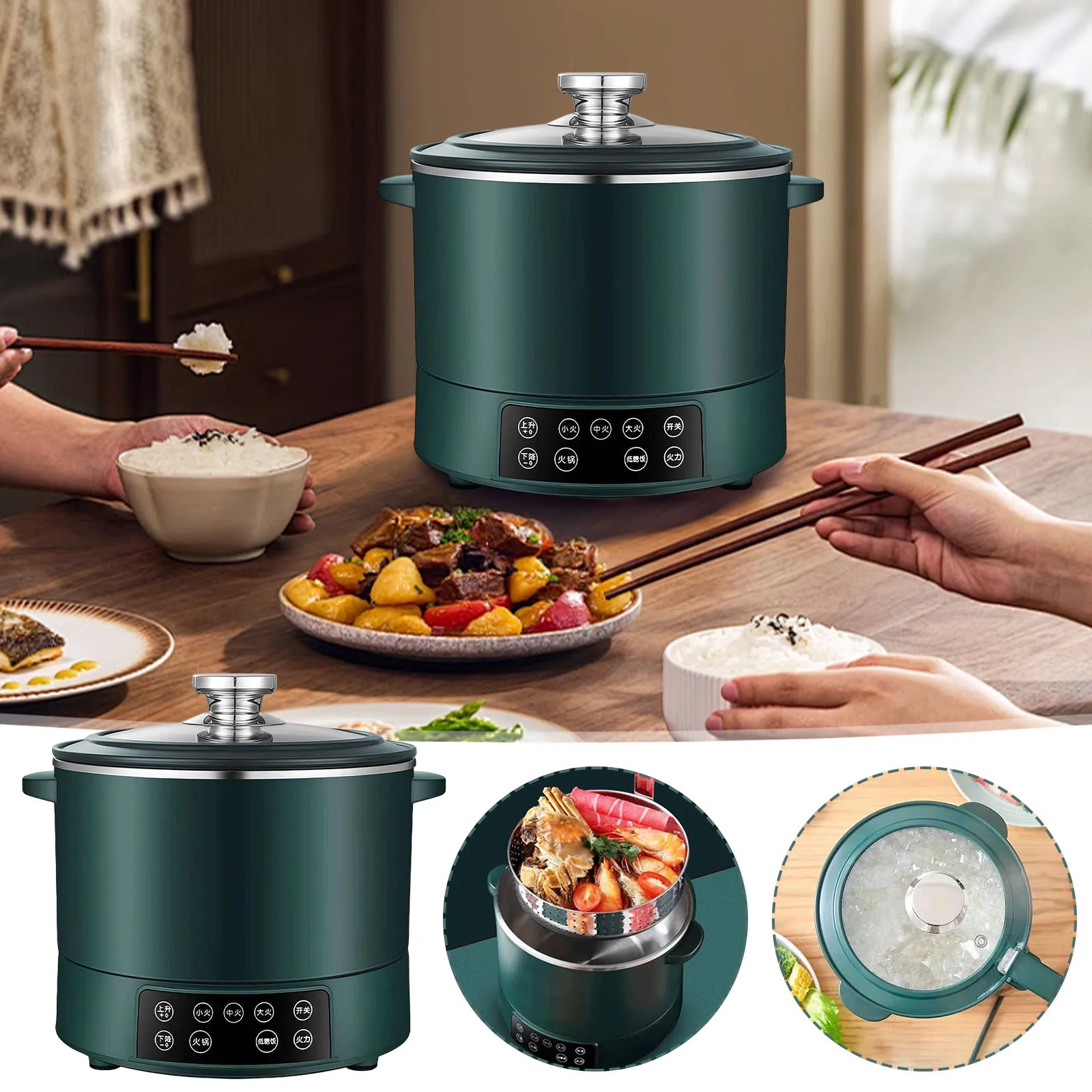 3 L Lifting Sugar Removal Rice Cooker, Low Sugar Rice Cooker with Low Carb Rice Steamer Basket,Speed Adjustable,Touch Control for Family Use