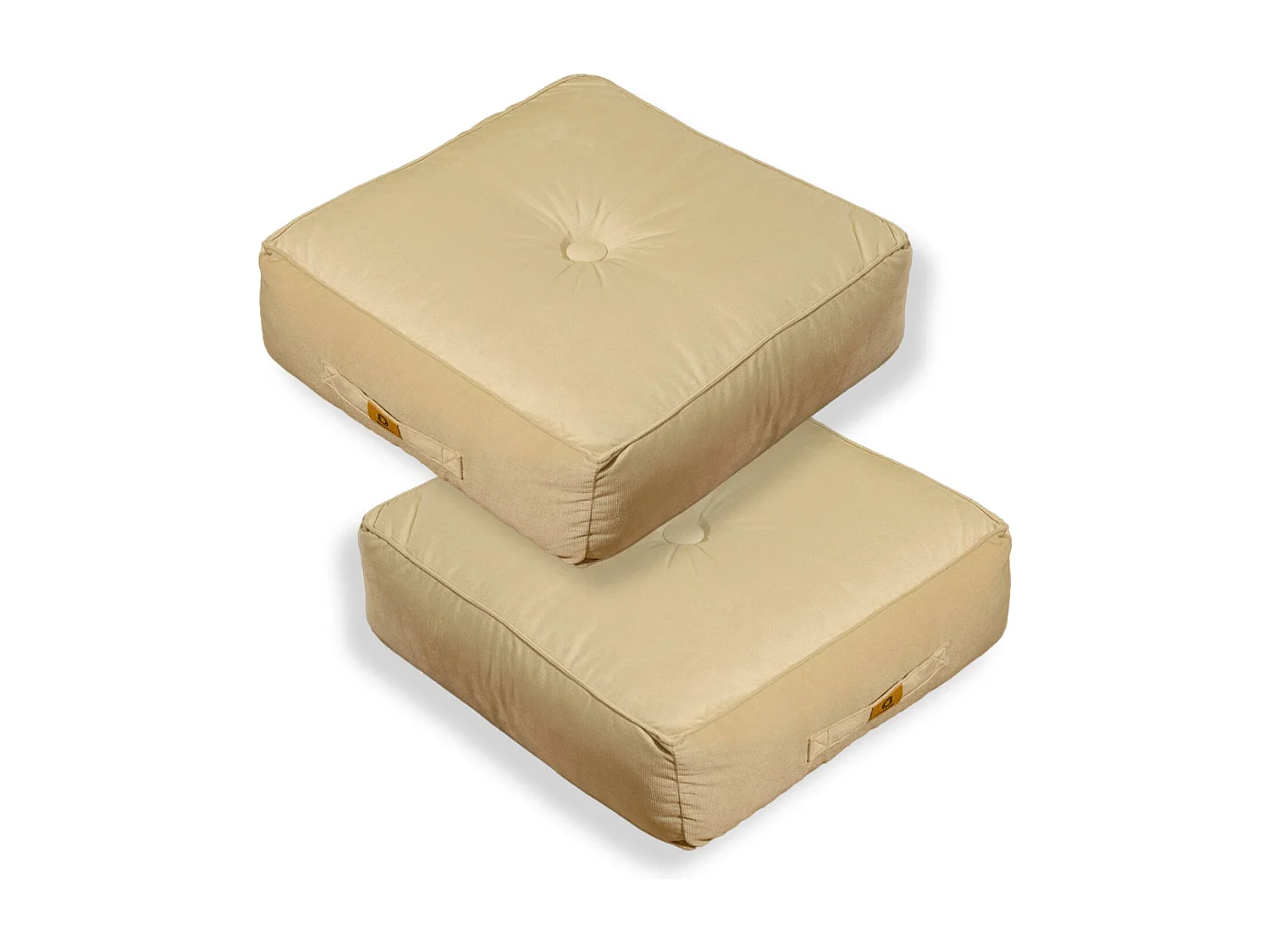 Pouf en velours 50 x 50 x 14 cm ensemble de 2 - crème