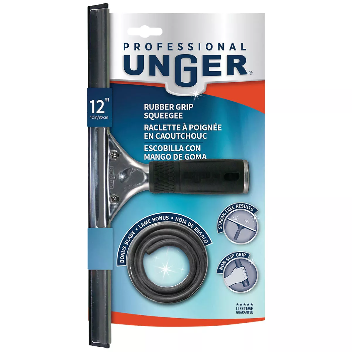 Unger Professional 12 In. Performance Grip Squeegee with Bonus Rubber