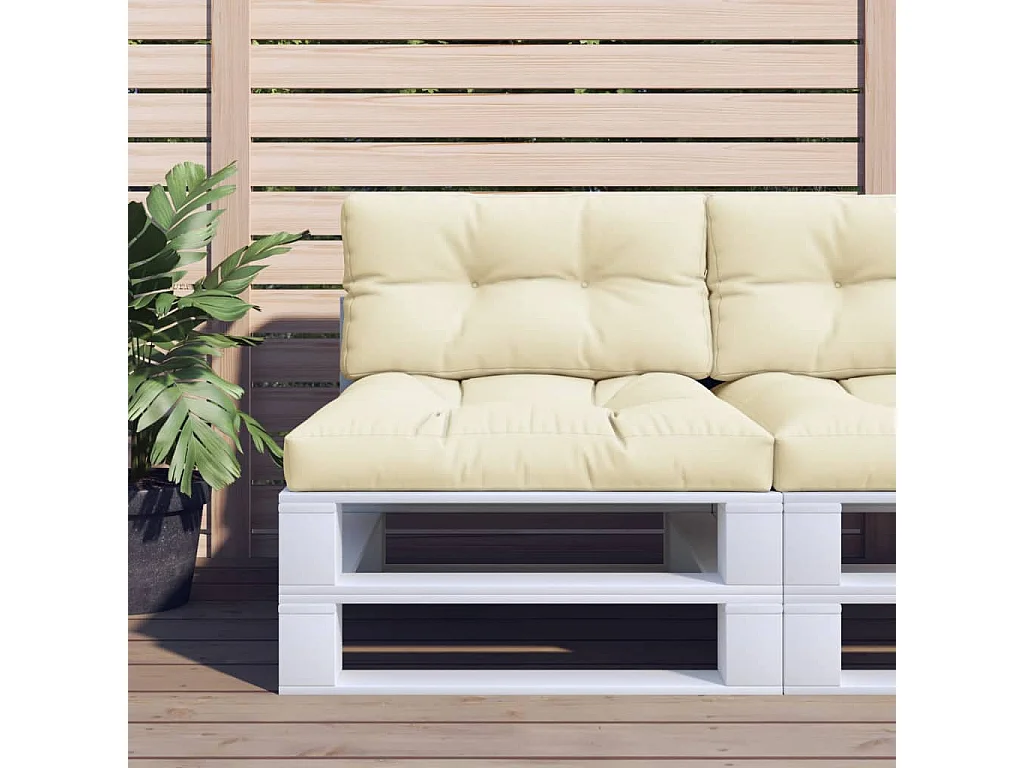 Coussins de palette lot de 2 crème tissu
