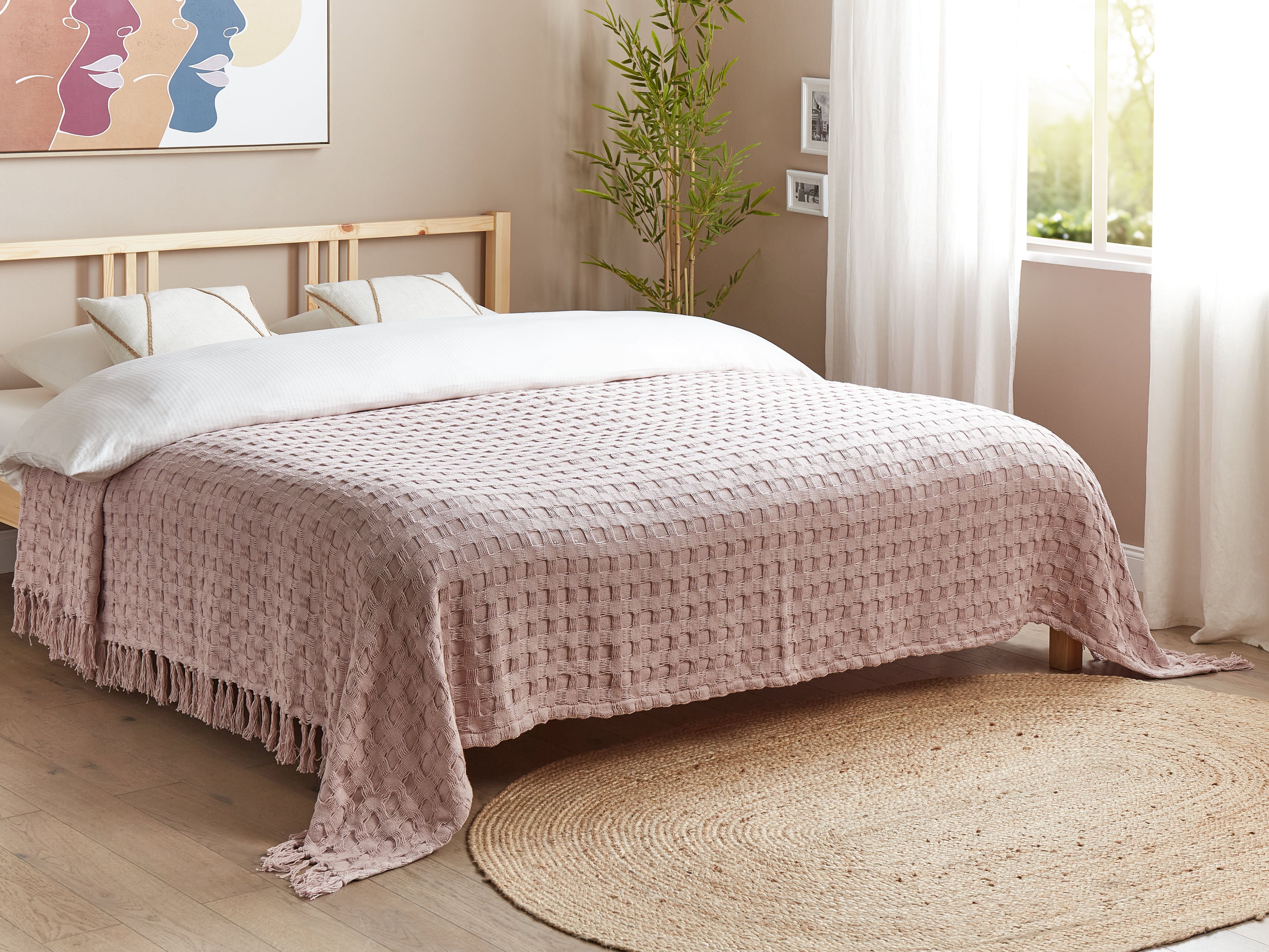 Bedspread BERE Cotton 220 x 240 cm Pastel Pink