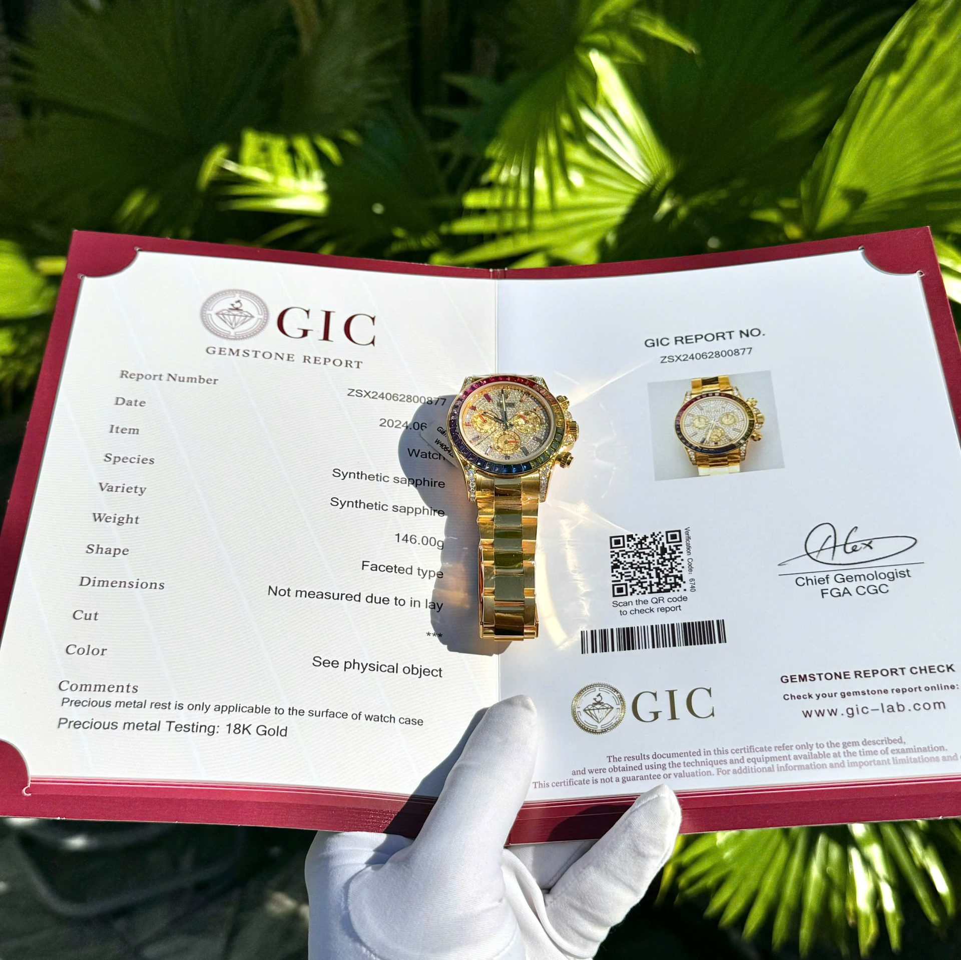 Rolex Daytona Rainbow Replica Watch 18K Gold Wrapped Customs Moissanite   Gemstones 40mm - Elite Watch Atelier