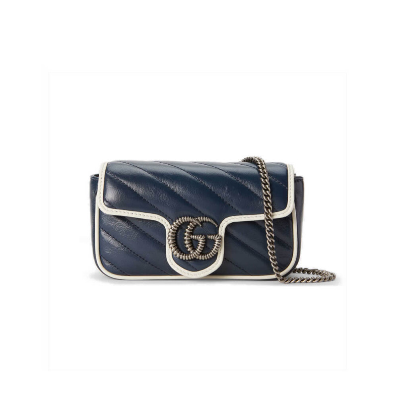 Replica Gucci Gg Marmont Super Mini Bag 574969 Blue1:1High-quality replica