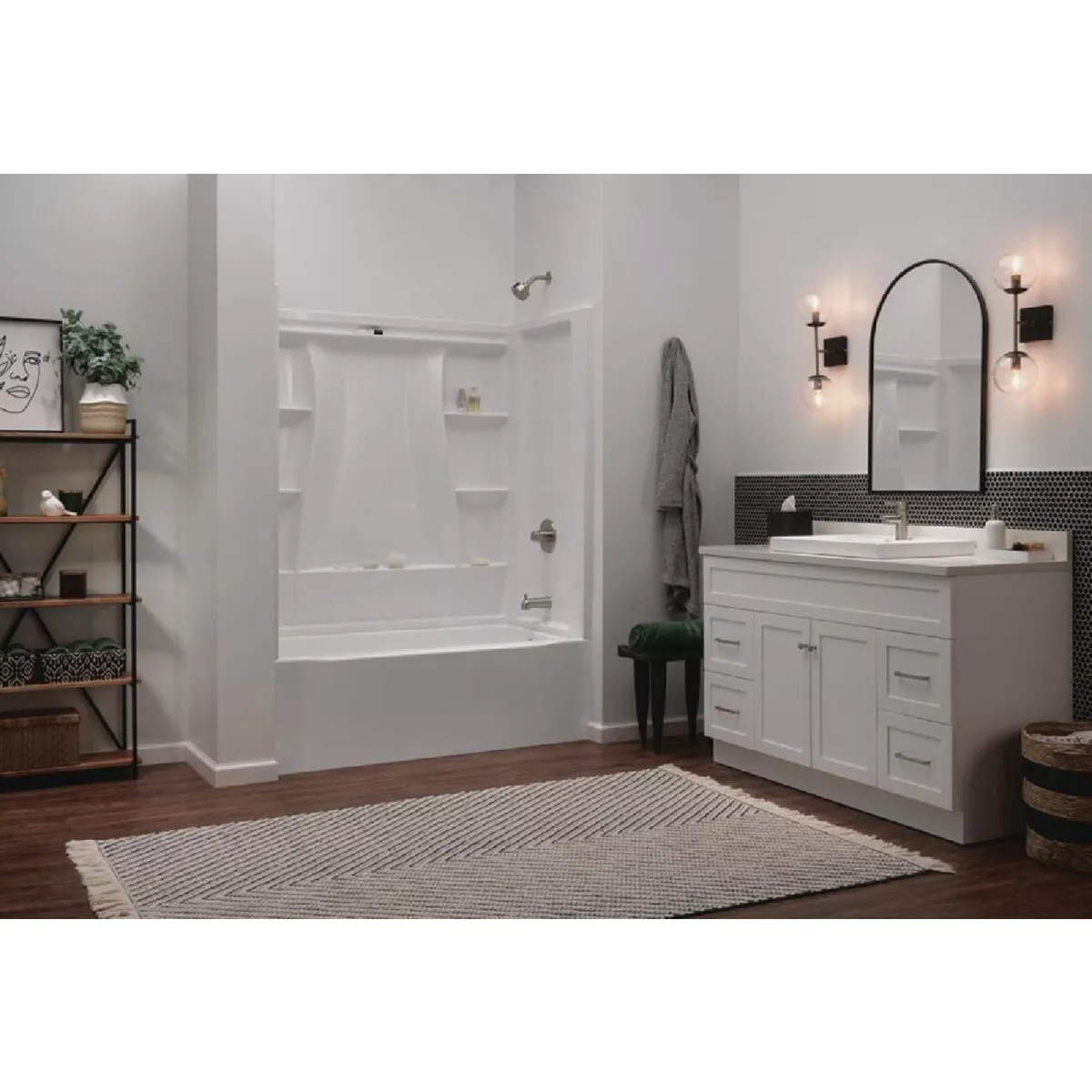 Delta Classic 500 60 In. L x 30 In. W Right Drain Rectangular Alcove Bathtub, White