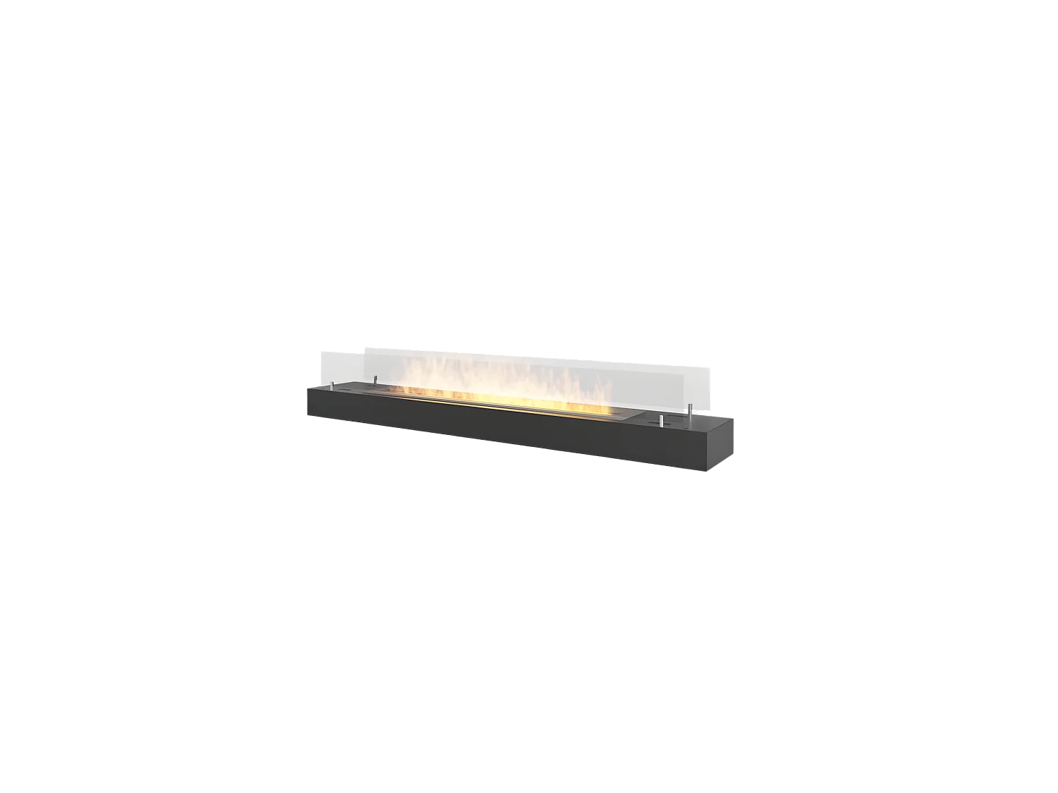 Brûleur au bioéthanol avec insert de plan de travail en inox noir mat 120cm avec verre