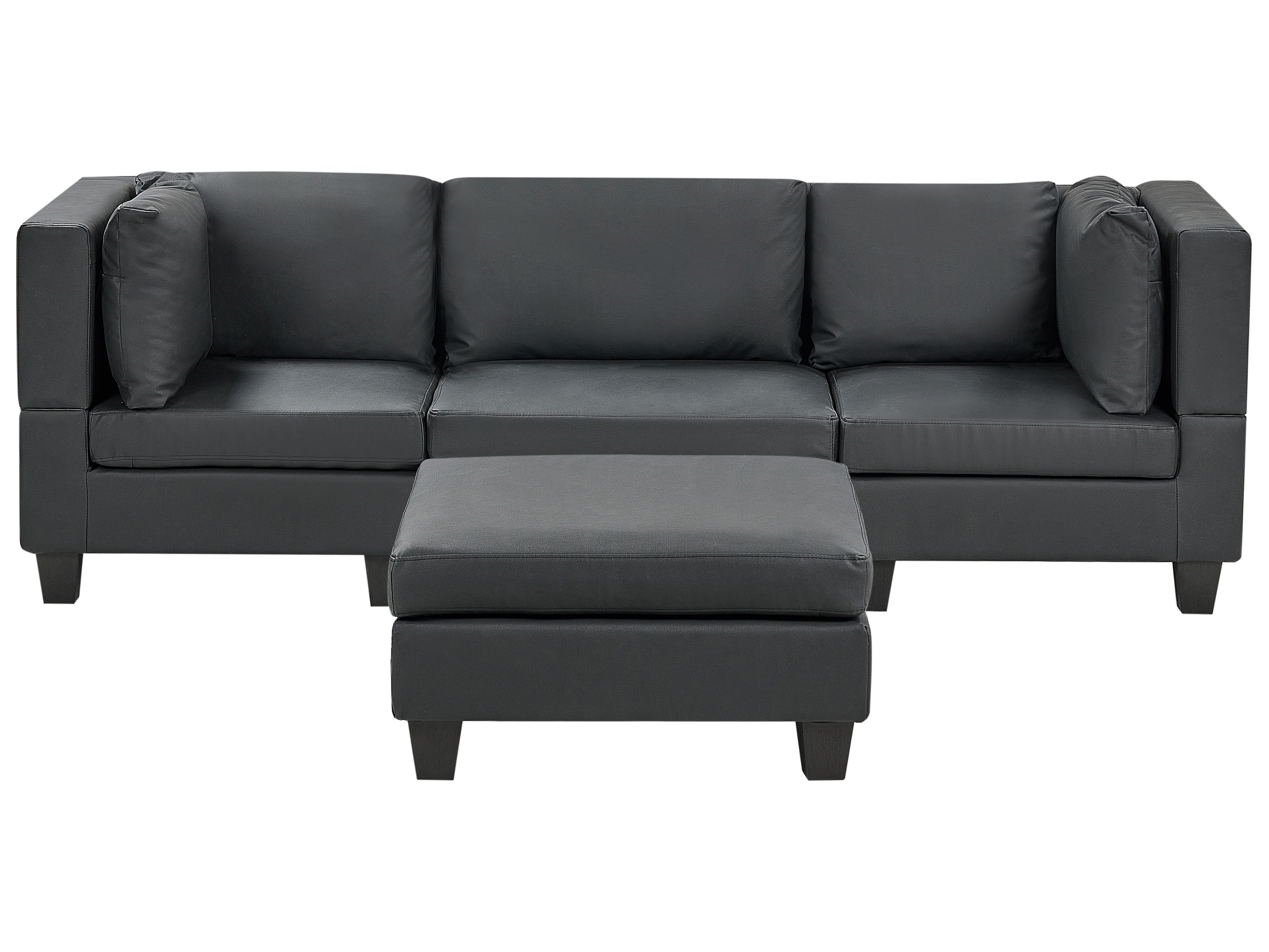 Modular Sofa 3 Seater UNSTAD Faux Leather Black
