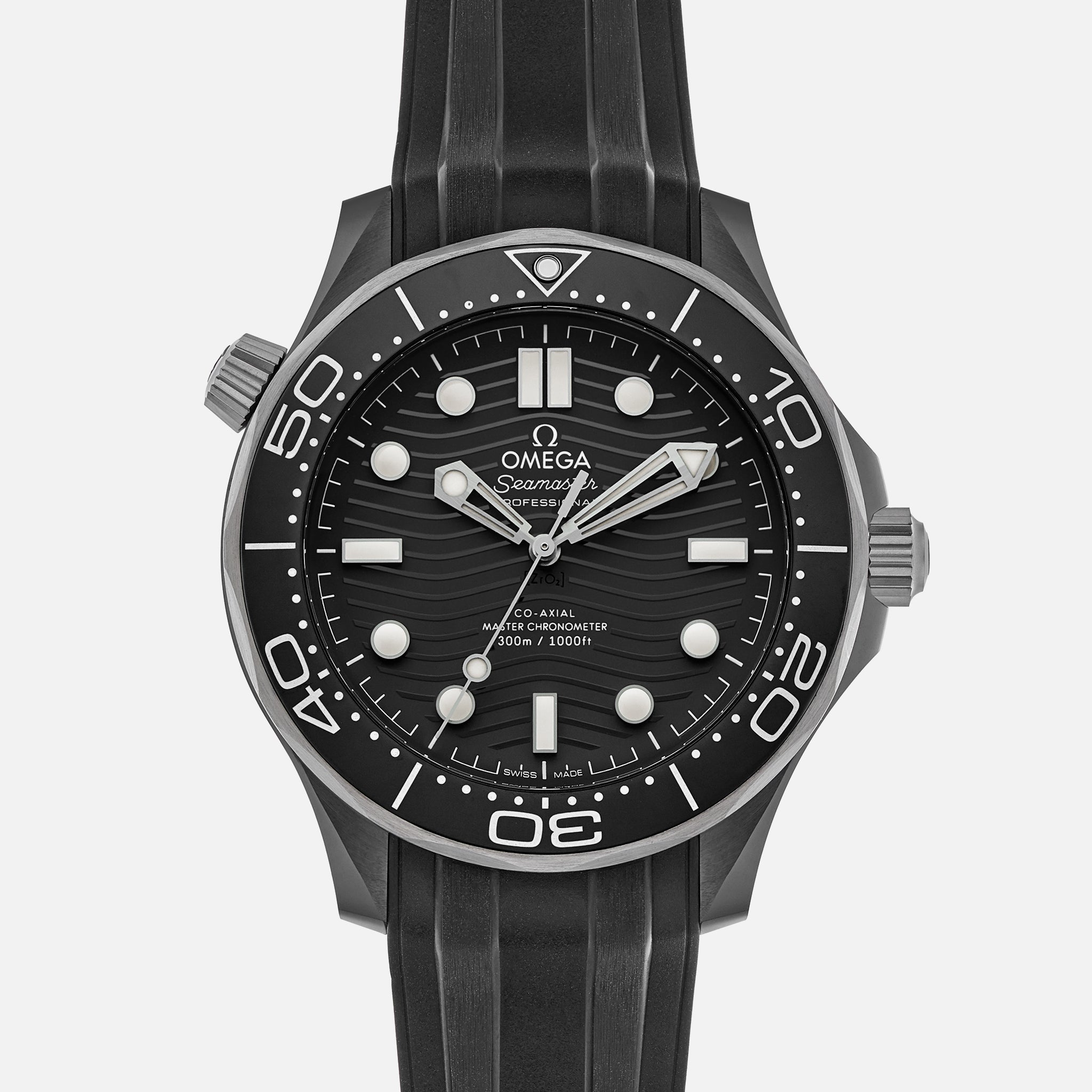 Seamaster Diver 300M Co-Axial Master Chronometer 43.5mm Black Ceramic On Rubber Strap(1:1 replica) - Top club