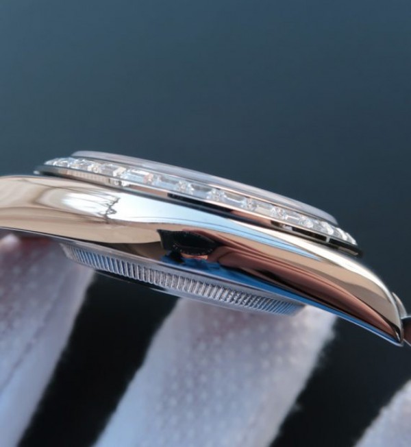 Replica Rolex Day-Date SS Diamonds Bezel Ice Blue Dial Crystal Markers SS Bracelet A3255 - Elite Watch Atelier