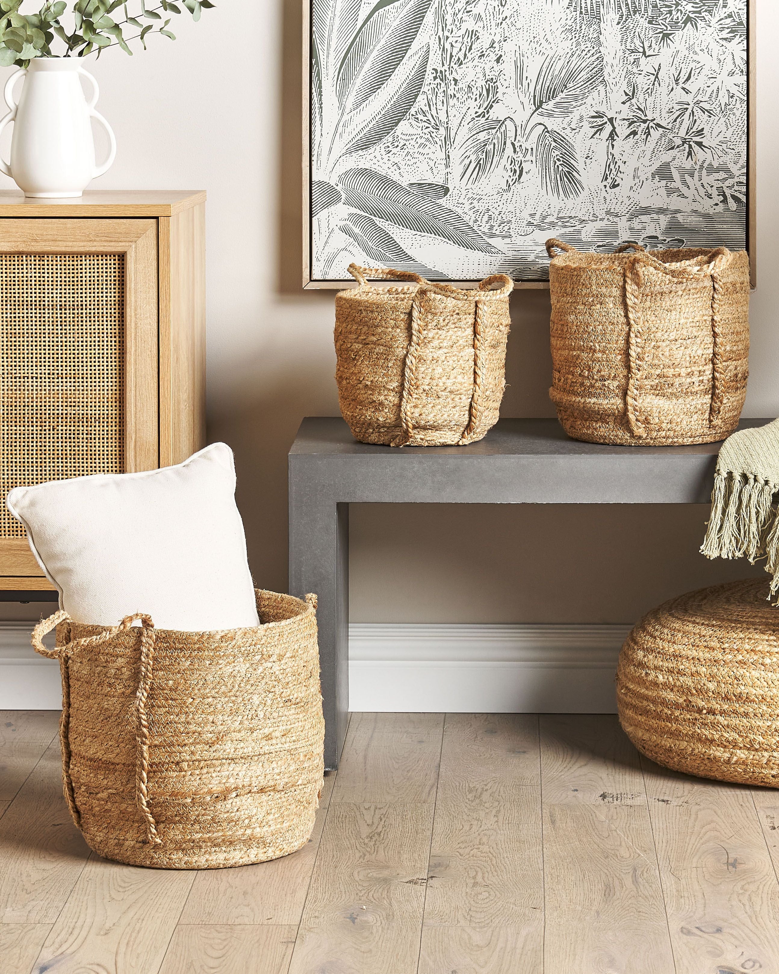 Set of 3 Baskets WADH Jute Natural