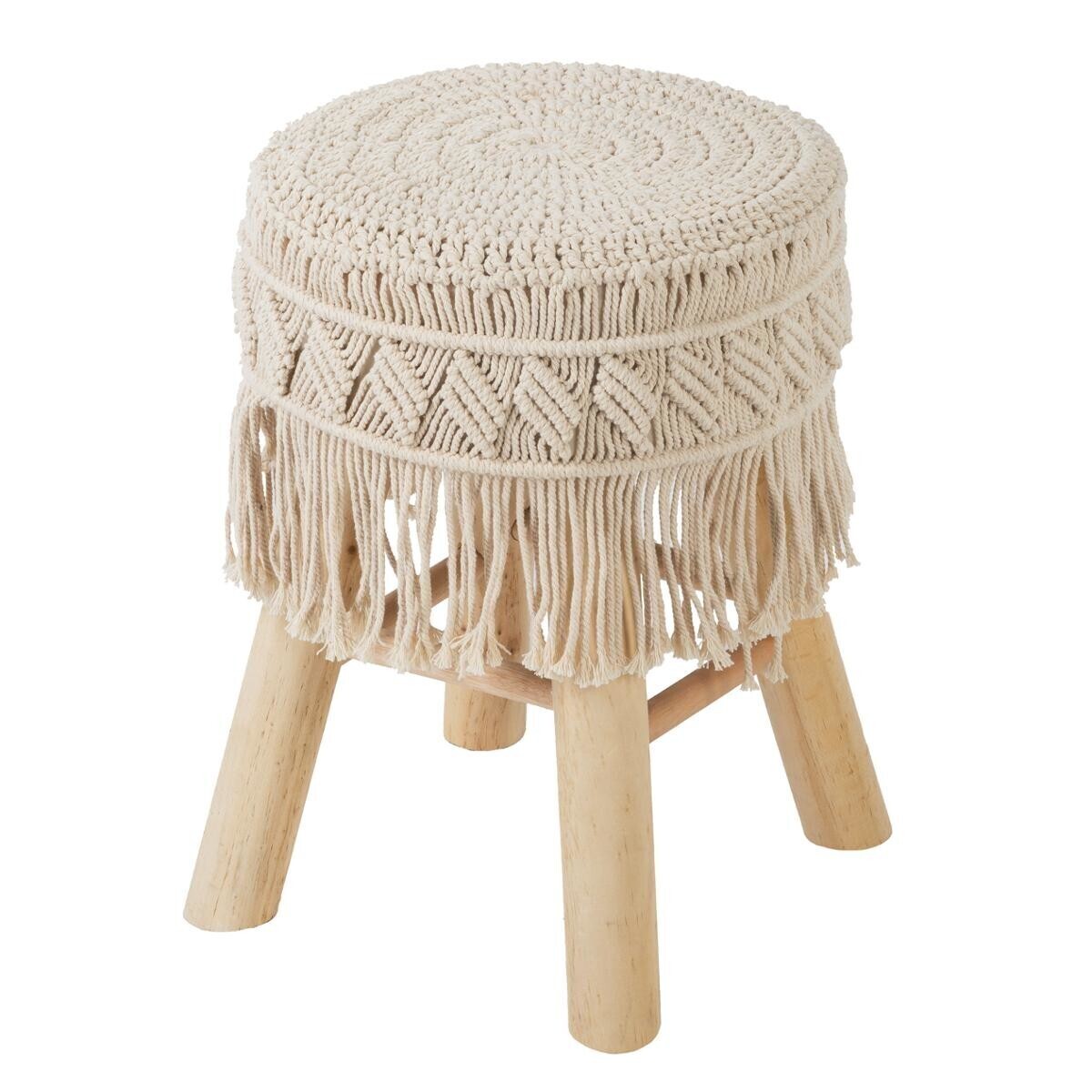 Stool Macram&eacute; and wood