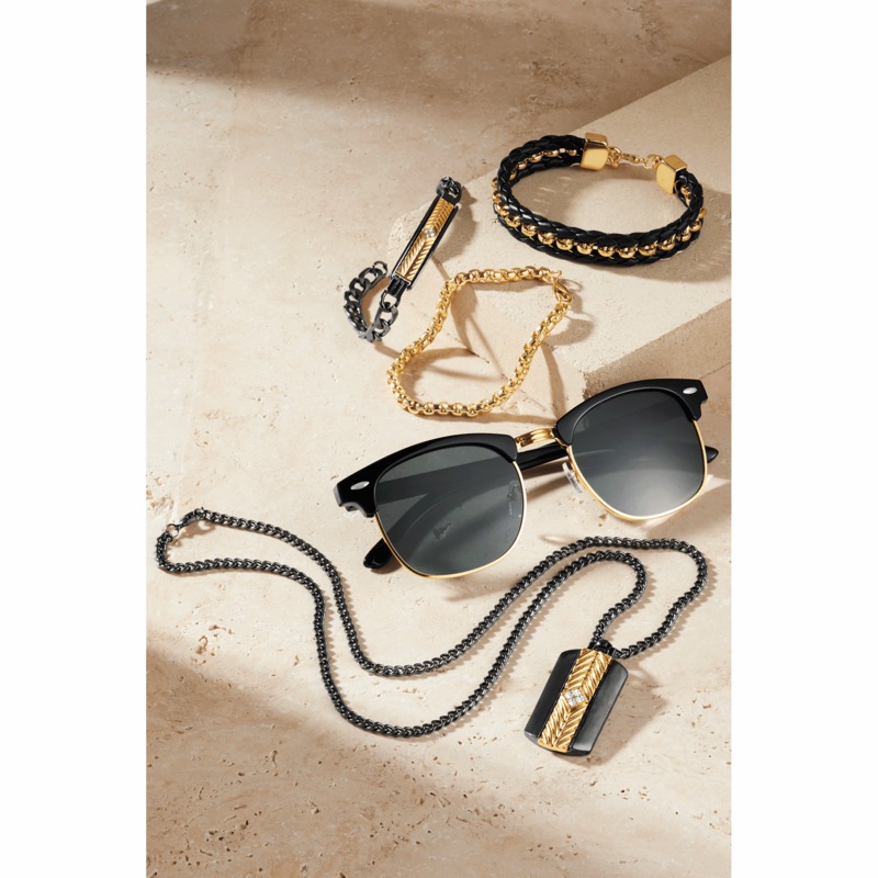 Men's Dog Tag Pendant, 3 Bracelets & Sunglasses Set - MIDNIGHT VELVET CATALOG