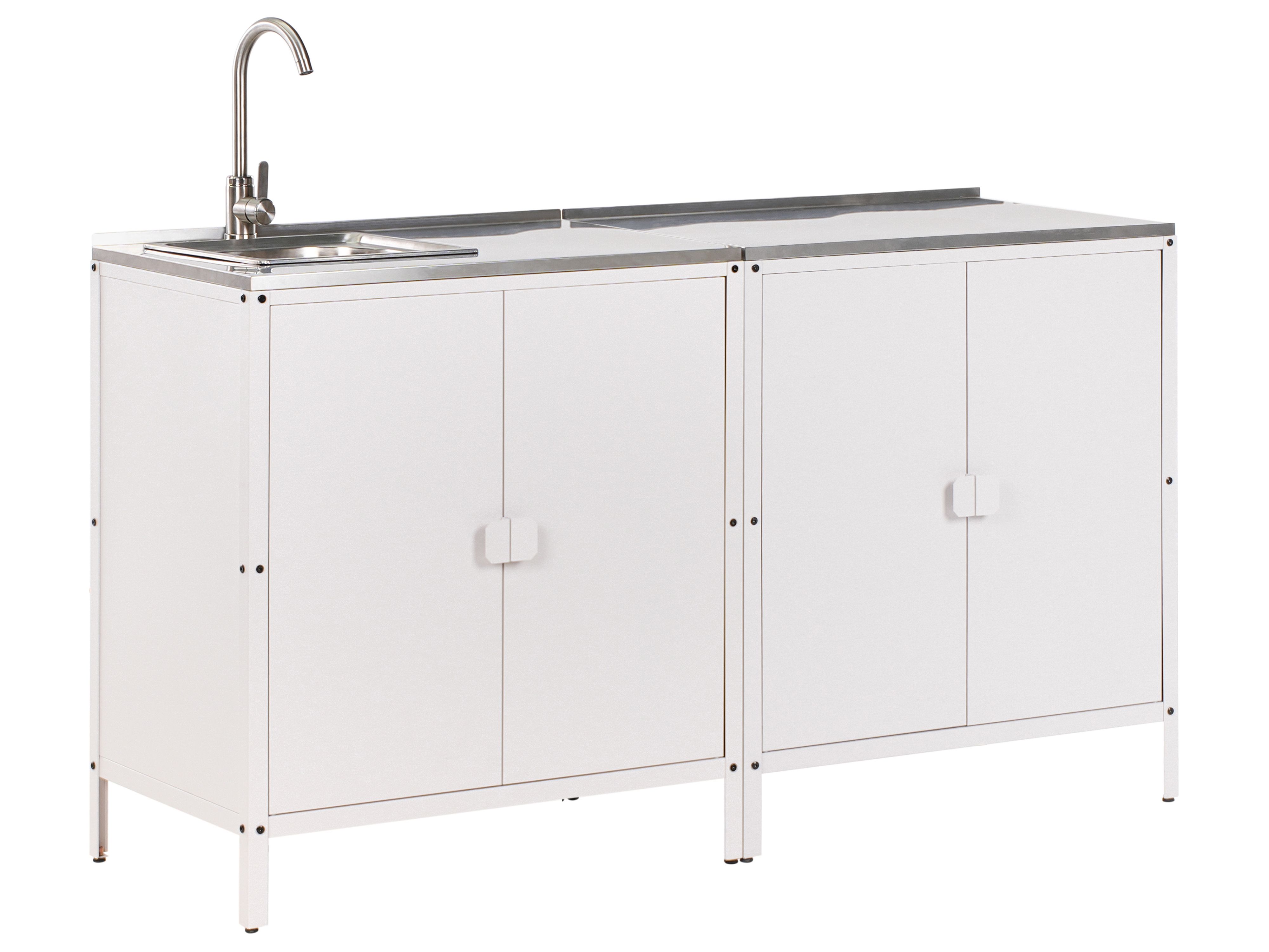 2 Piece Outdoor Kitchen Set with Sink VILAMA Metal White