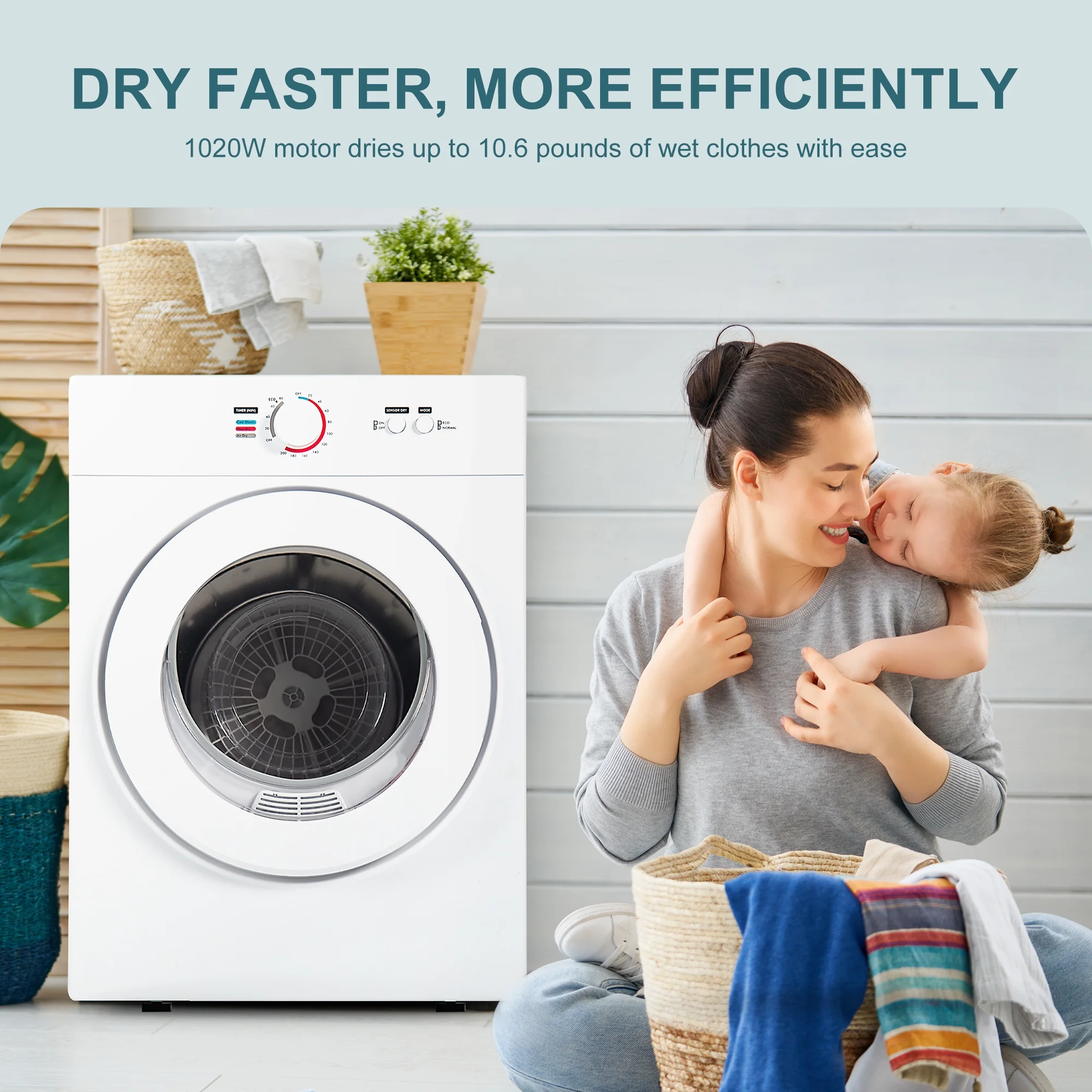 Simzlife 1.6 Cu. ft. Portable Clothes Dryer, Electric Compact Dryer Machine, 19.5 in W, 23.6 in H - Image 17
