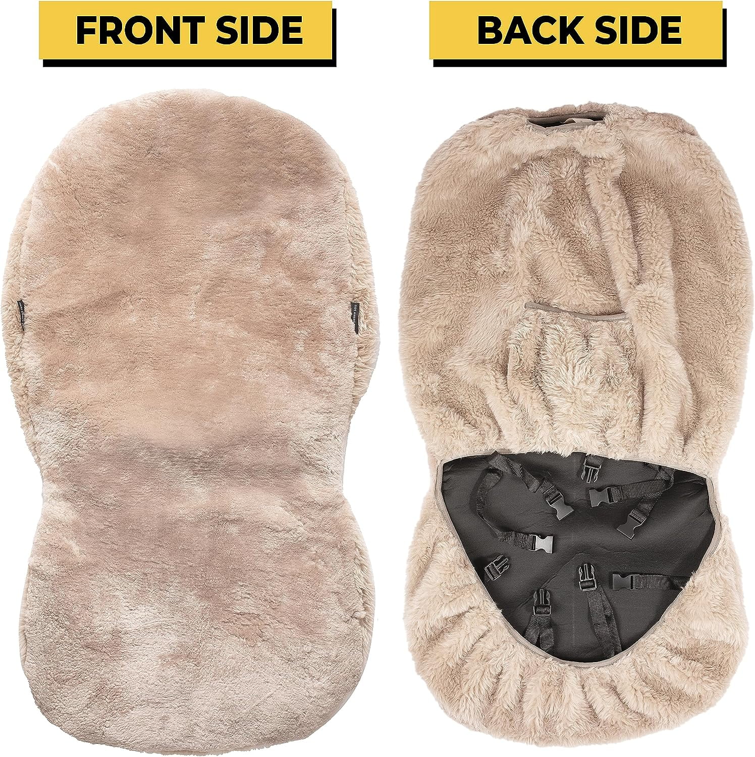 Zone Tech Genuine Sheepskin Ivory Car Seat Cover, Fluffy Luxury Wool Front Seat Covers, Universal Fits Car, Truck, SUV, & Van - Image 34