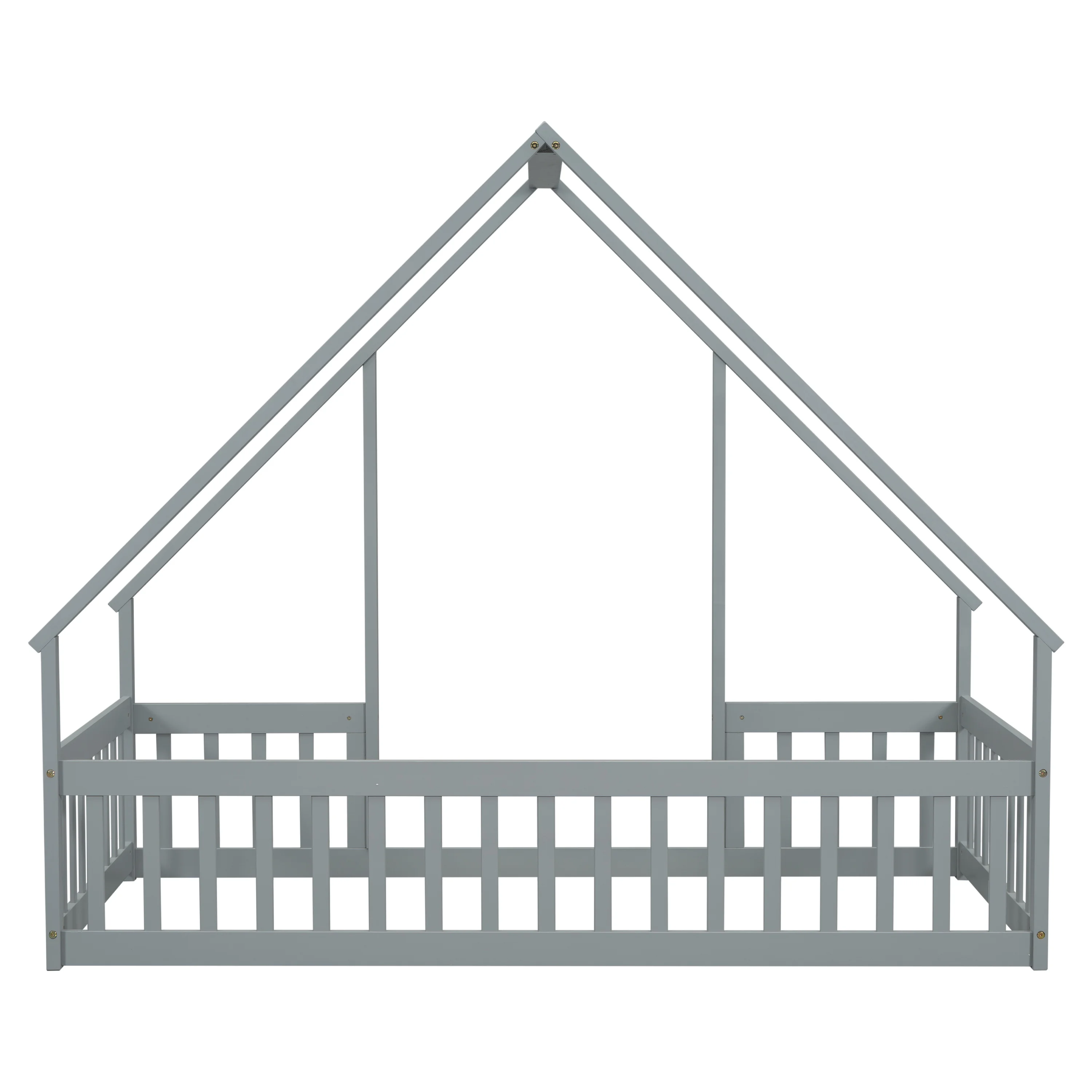 Bellemave Twin Size Floor Bed Frame, Wooden House Bed Twin Size with Fence, Montessori Bed with Guardrails for Bedroom (White) - Image 29