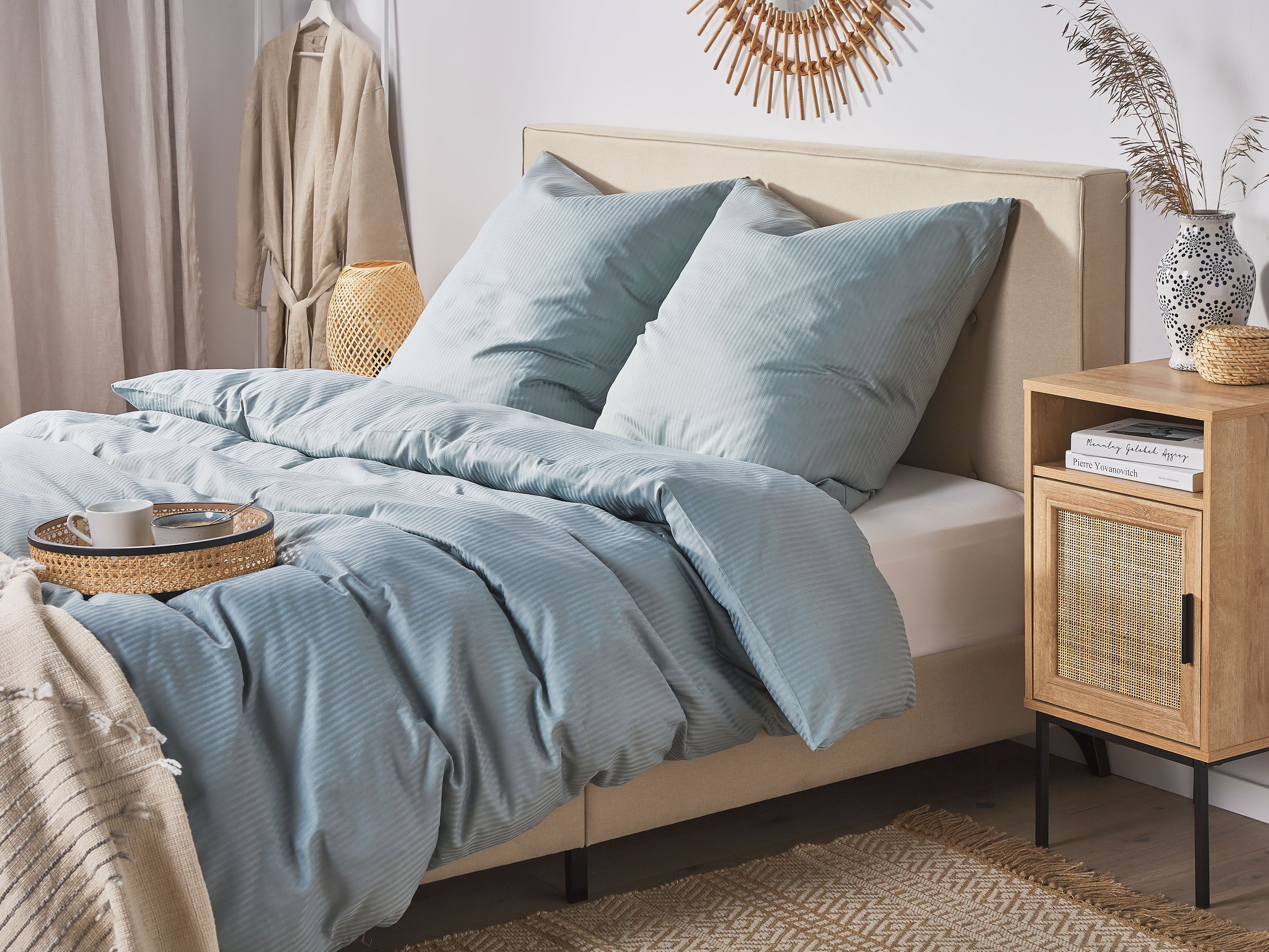 Duvet Cover Set AVONDALE Sateen Cotton 135 x 200 cm Grey