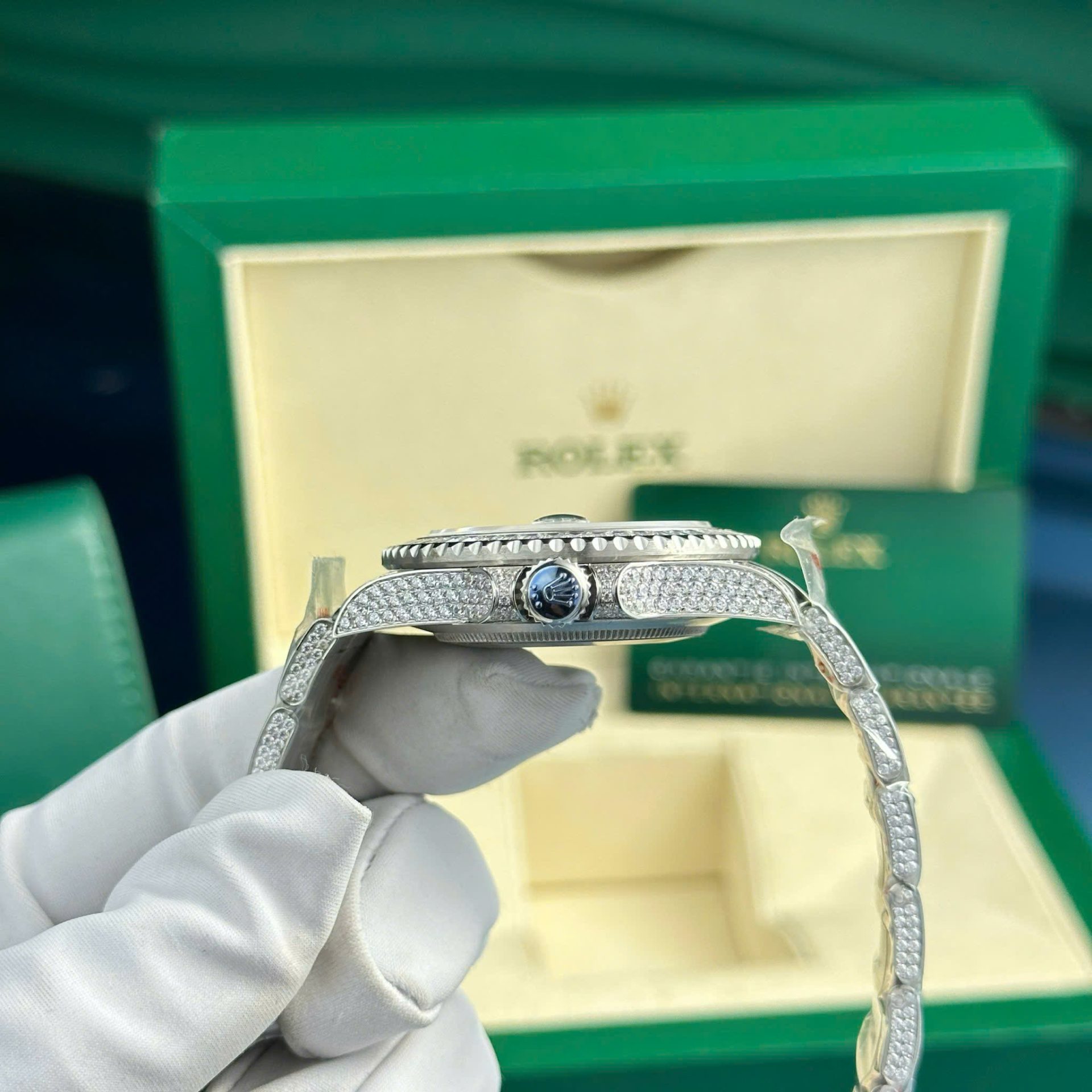 Rolex GMT-Master II Copies Watch Full Stone CZ AMG Factory 40mm - Elite Watch Atelier
