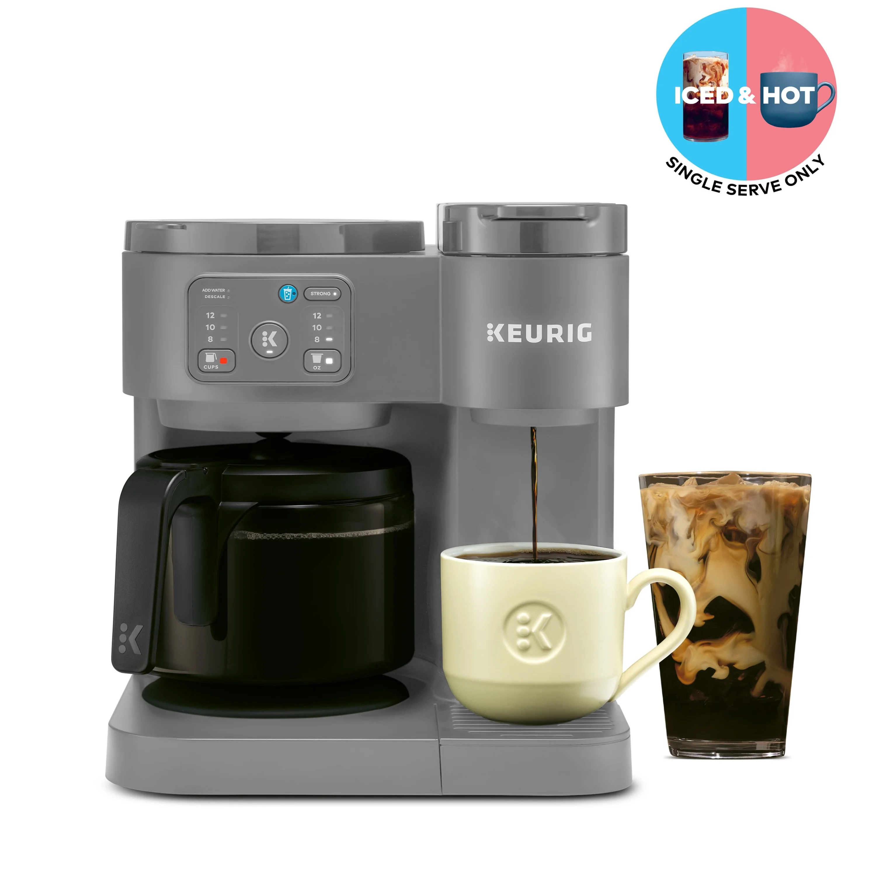 Keurig K-Duo Essentials, Hot & Iced Single-Serve K-Cup Pod Coffee Maker & Carafe, Moonlight Grey - Image 2