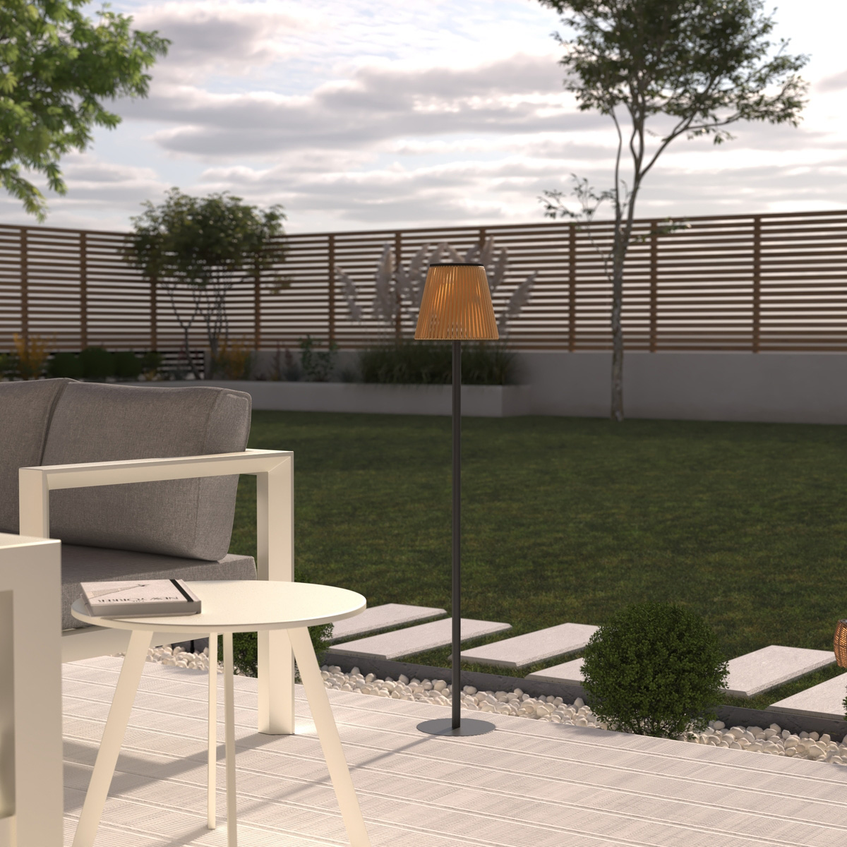 Solar and USB outdoor floor lamp "Kessy" Beige, H. 108 cm