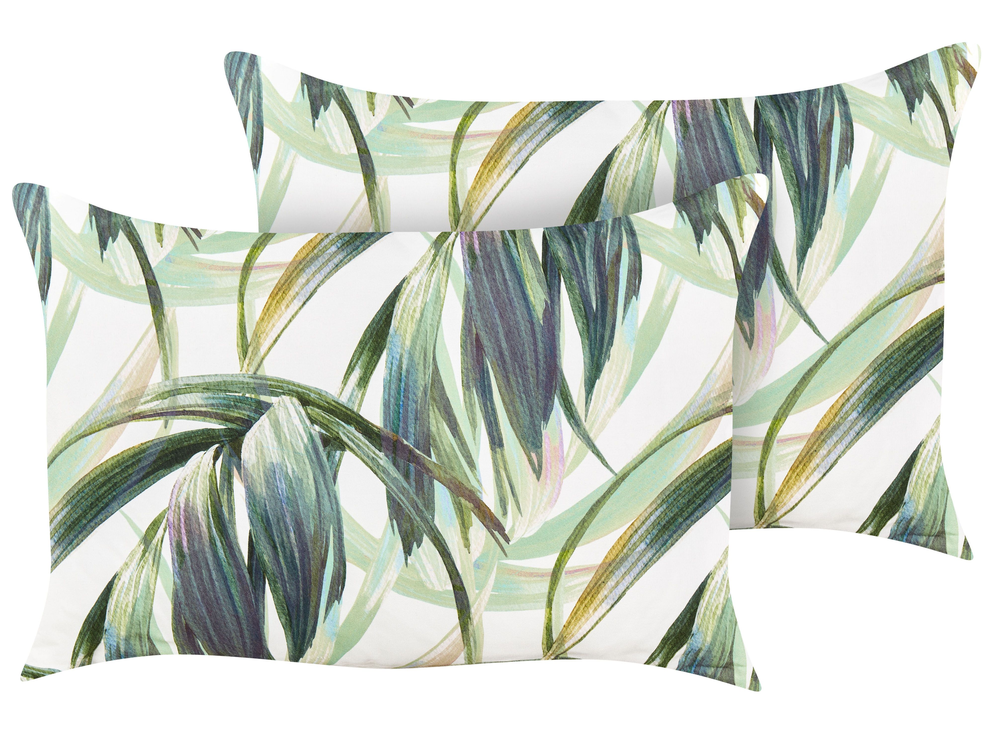 Set of 2 Outdoor Cushions CALDERINA Plant Pattern 40 x 60 cm Green