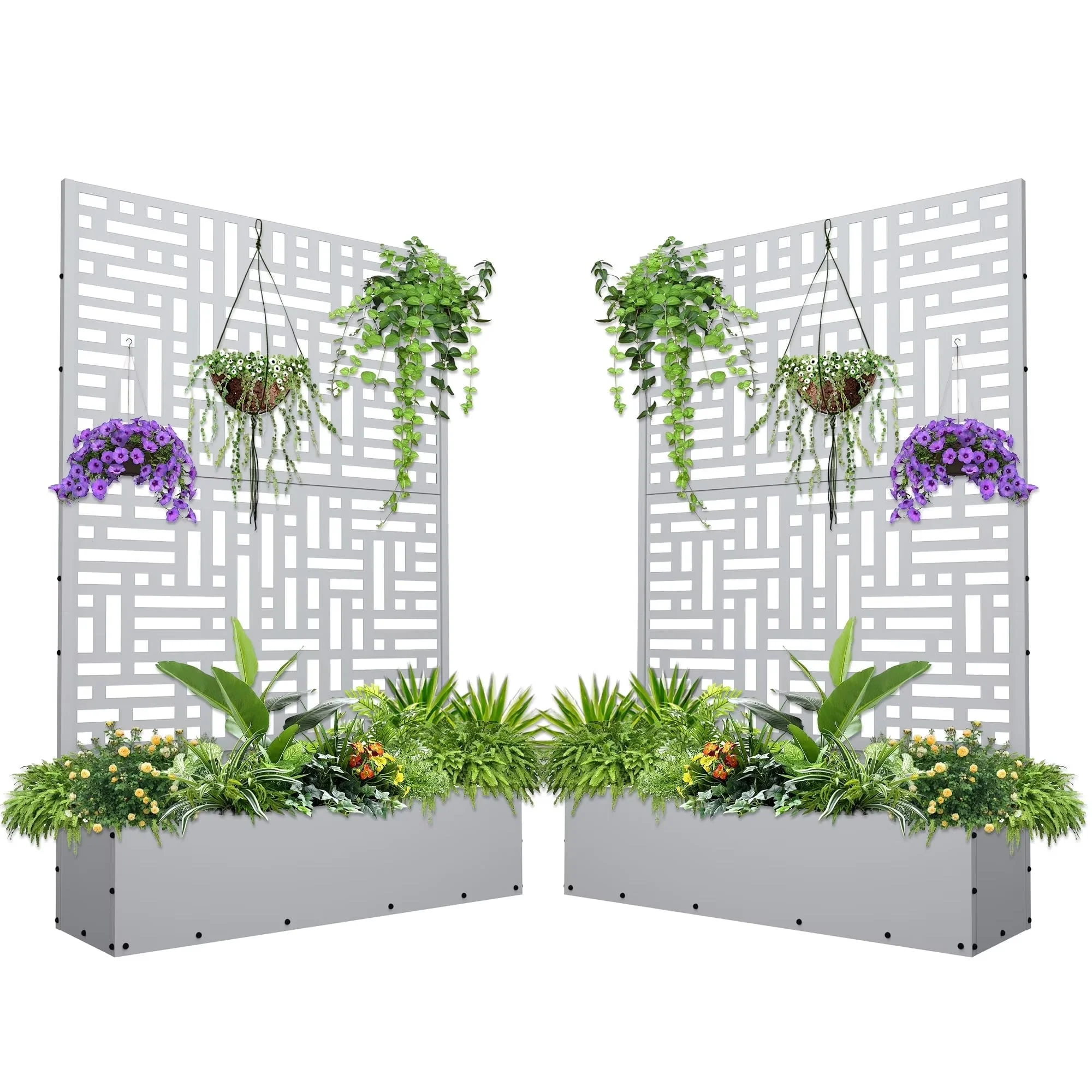 FOOWIN 71 in H Metal Trellis Planter Raised Garden Bed With Drainage Hole, Black - Image 3 FOOWIN 71 in H Metal Trellis Planter Raised Garden Bed With Drainage Hole, Black - Image 3