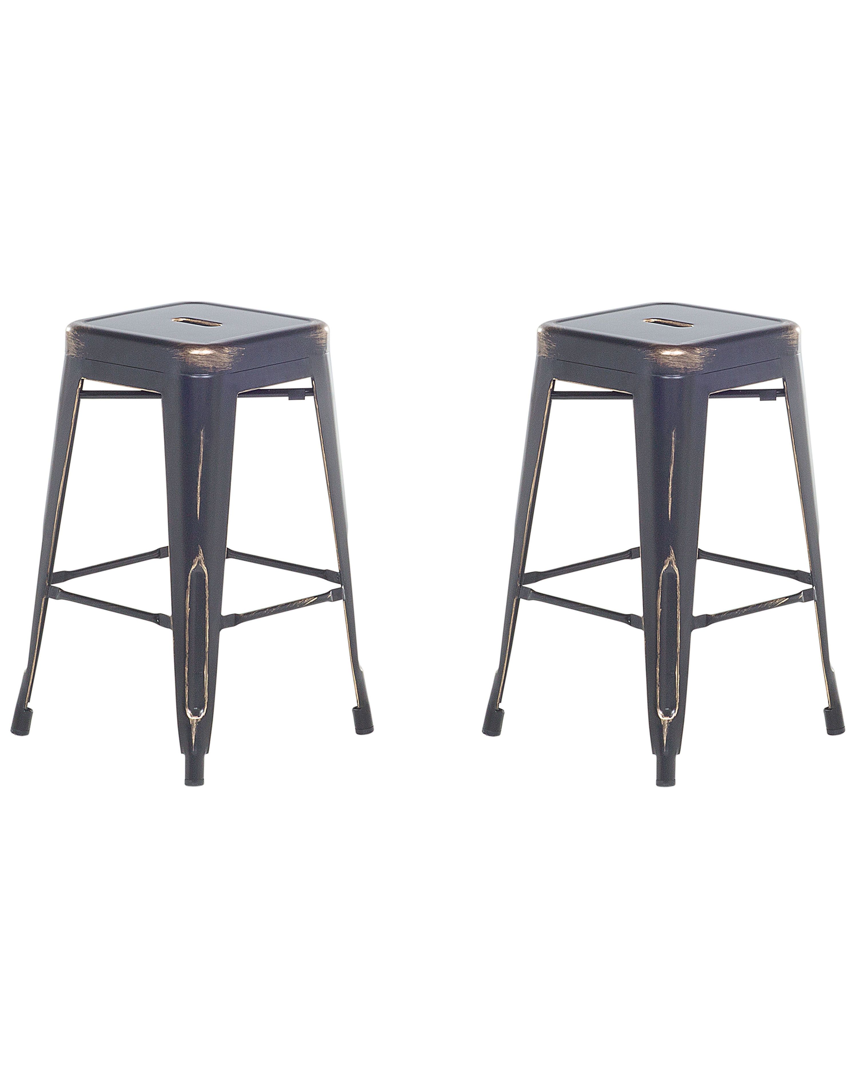 Set of 2 Bar Stools CABRILLO Metal Black