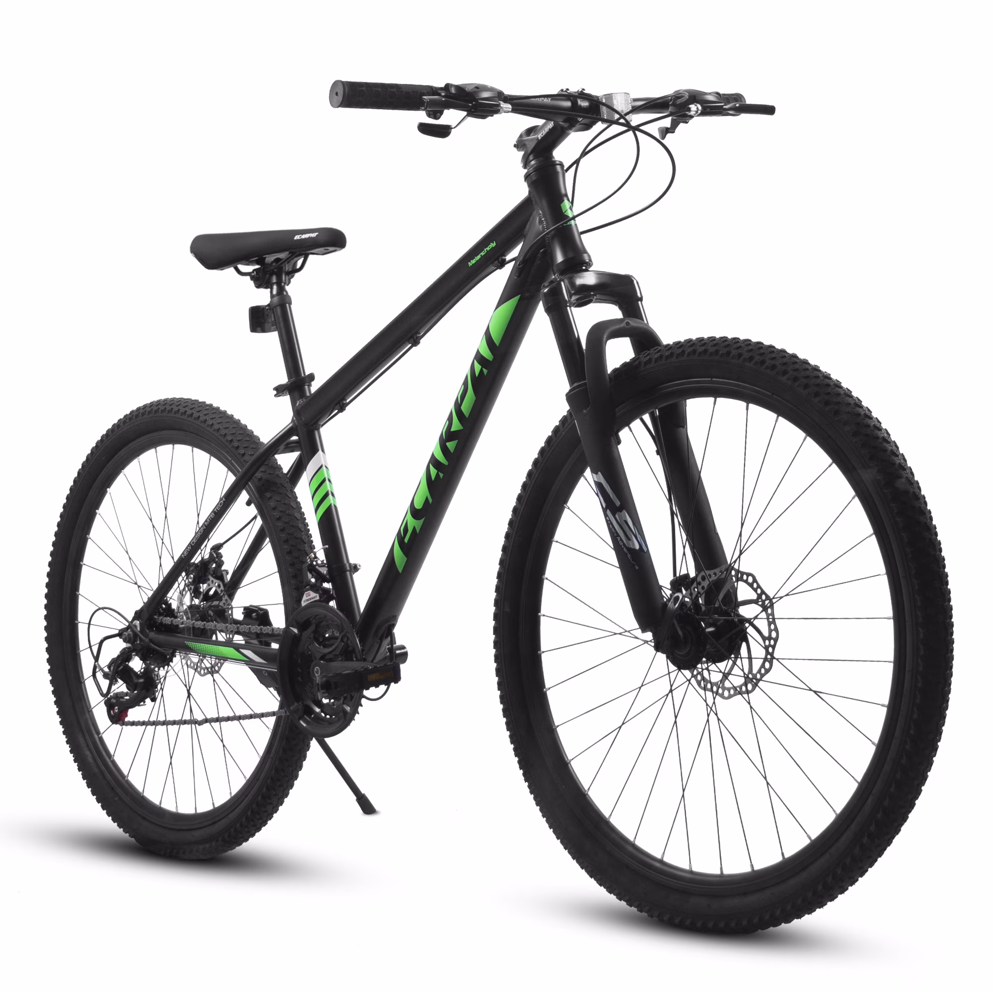 27" Mountain Bike, 21-Speed Dual Disc Brakes with Aluminum Frame �C Black