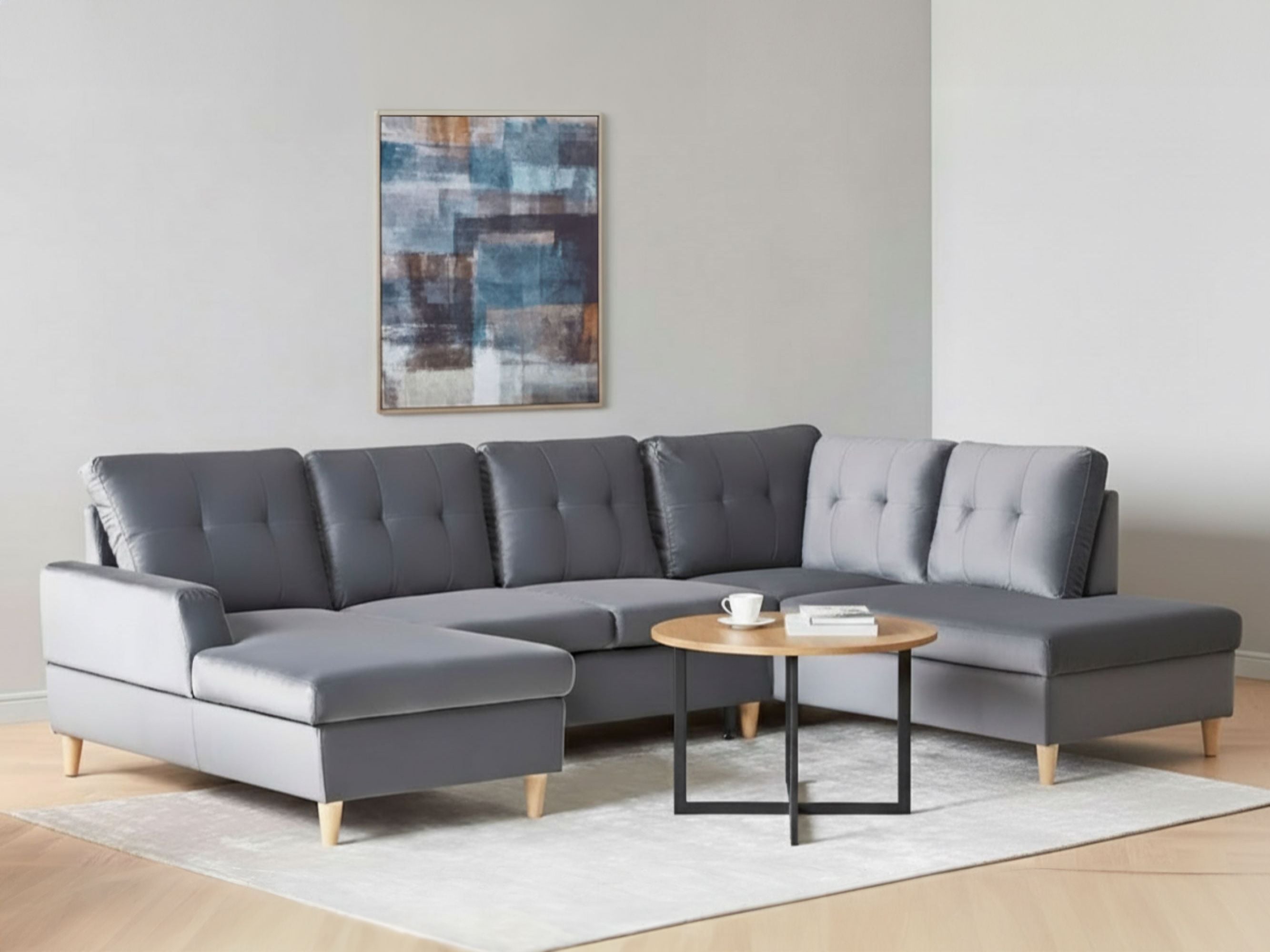 Sofa Bed 4 Seater LERUM Velvet Grey