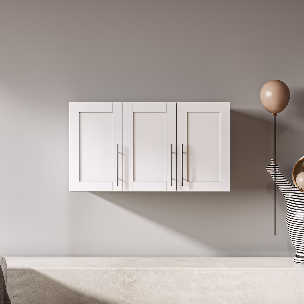 Stackable Wall Cabinet,Solid Wood Storage Cabinet with Adjustable Shelves and Doors,Console Table Side Table for Hallway,Sideboard Buffet Cupboard for Kitchen, 15.75" D x 15.75" W x 70.87" H, White - Image 3
