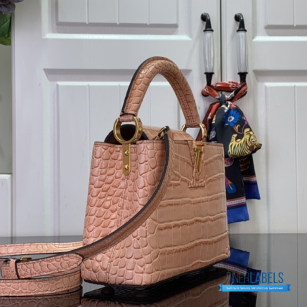 Blush Croc-Embossed Mini Handbag with Top Handle1:1High-quality replica