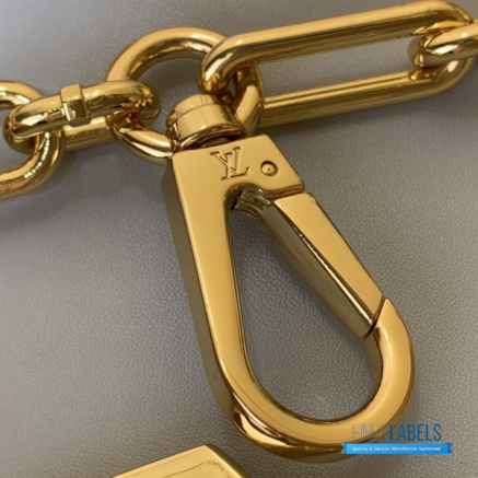 Powder Blue Ostrich Leather Mini Handbag with Gold Charm Chain1:1High-quality replica