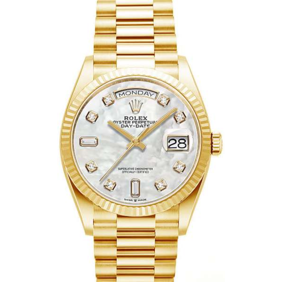 Rolex Day-Date 128238 Yellow Gold Mother Of Pearl Dial Replica - Elite Watch Atelier