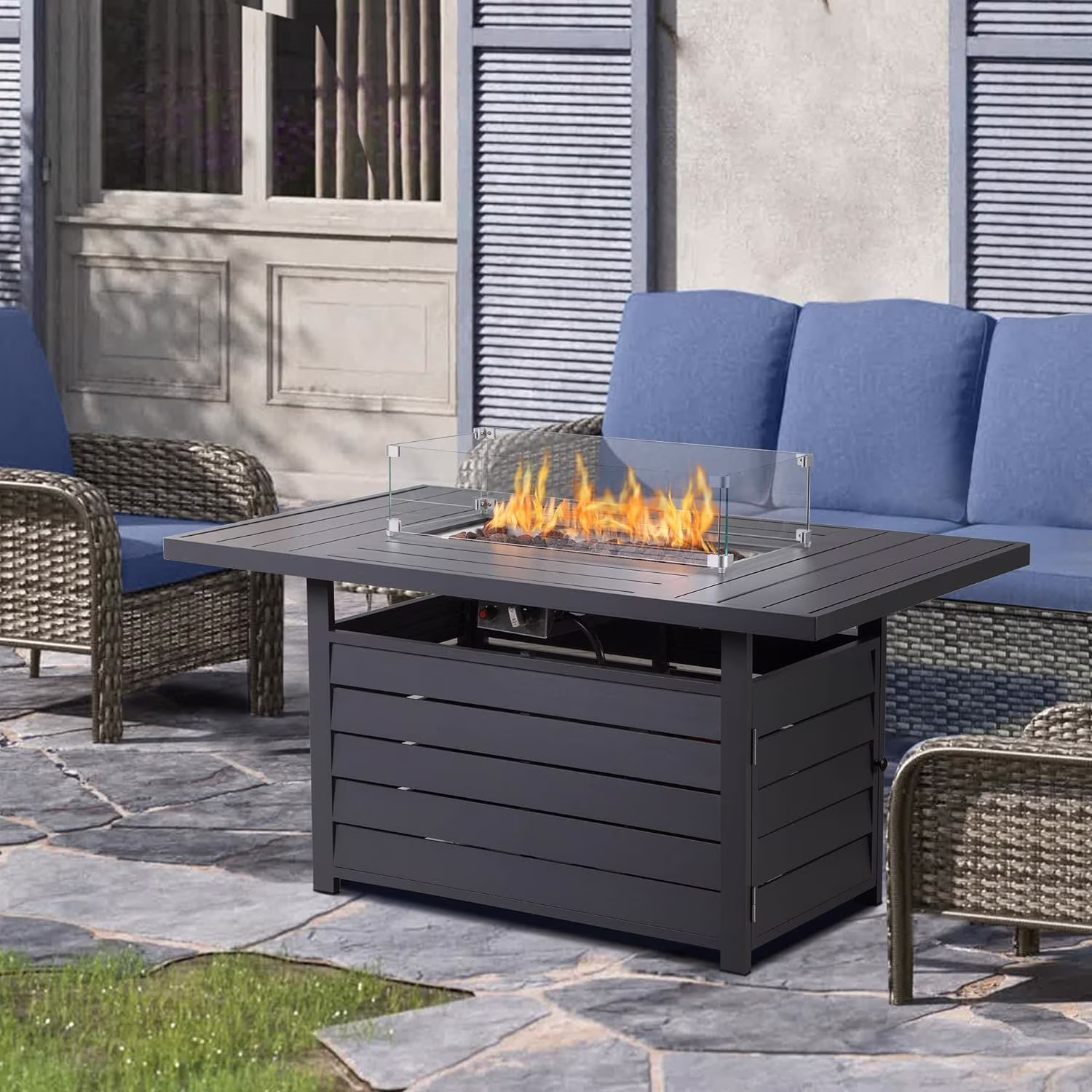 CozyHom 5 Pcs Outdoor Patio Aluminum Furniture Sofa Sets, Outside Patio Conversation Couch Sets With Table&Cushions for Garden Porch, Gray - Image 14