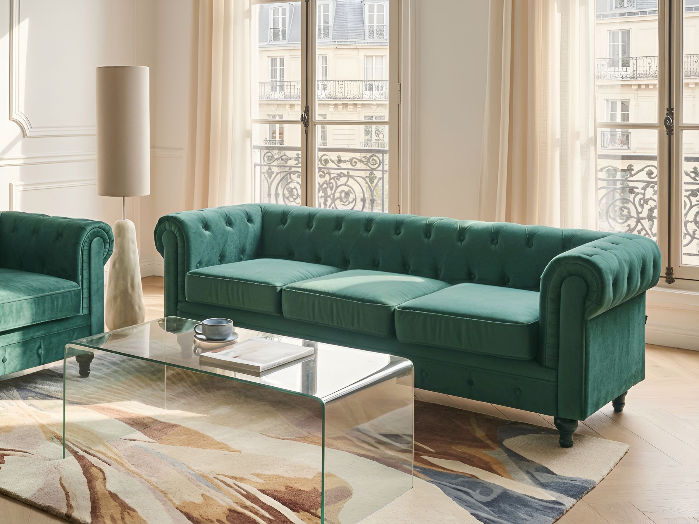 Sofa 3 Seater CHESTERFIELD Velvet Emerald Green