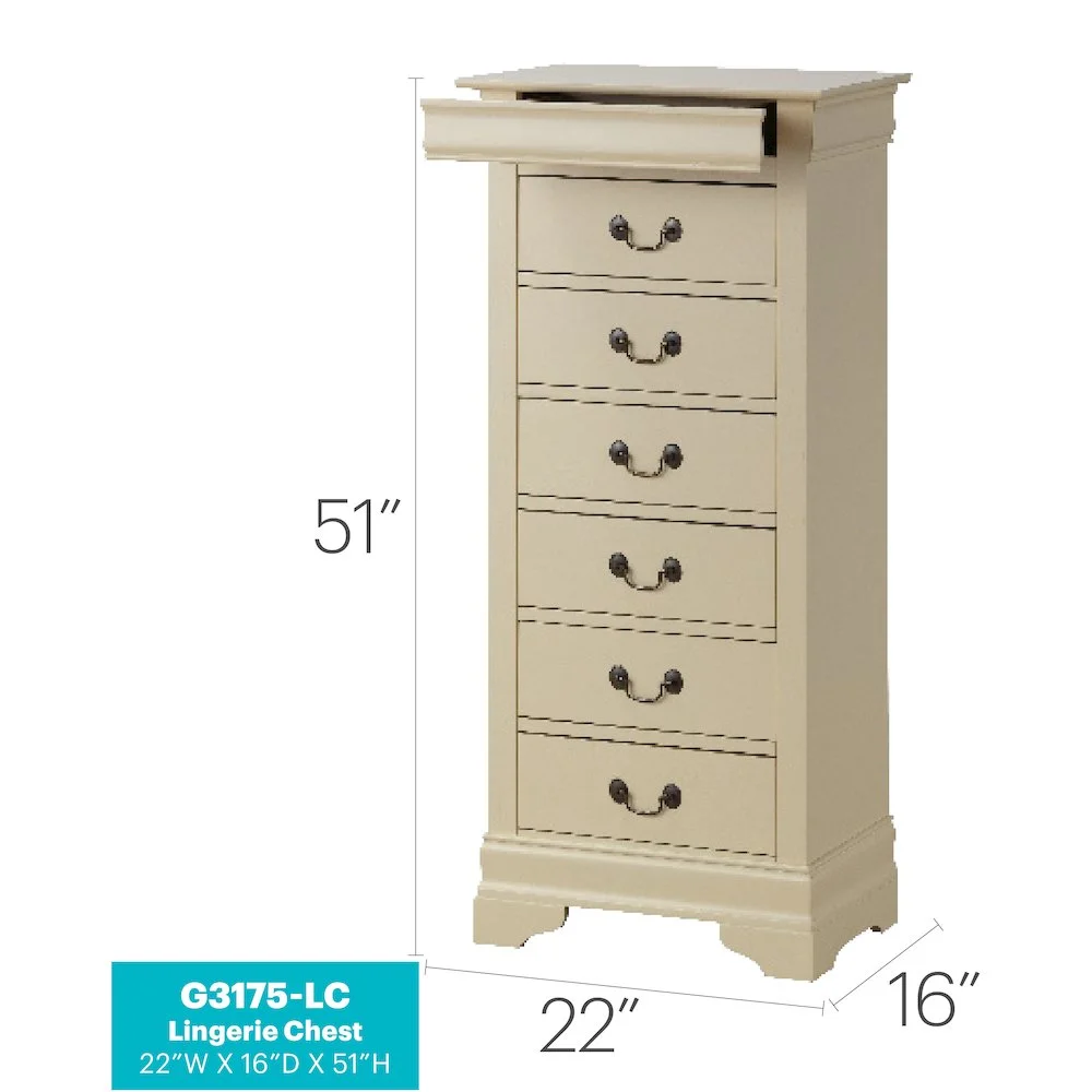 Glory Furniture Louis Phillipe 7 Drawer Lingerie Chest in Cherry - Image 37