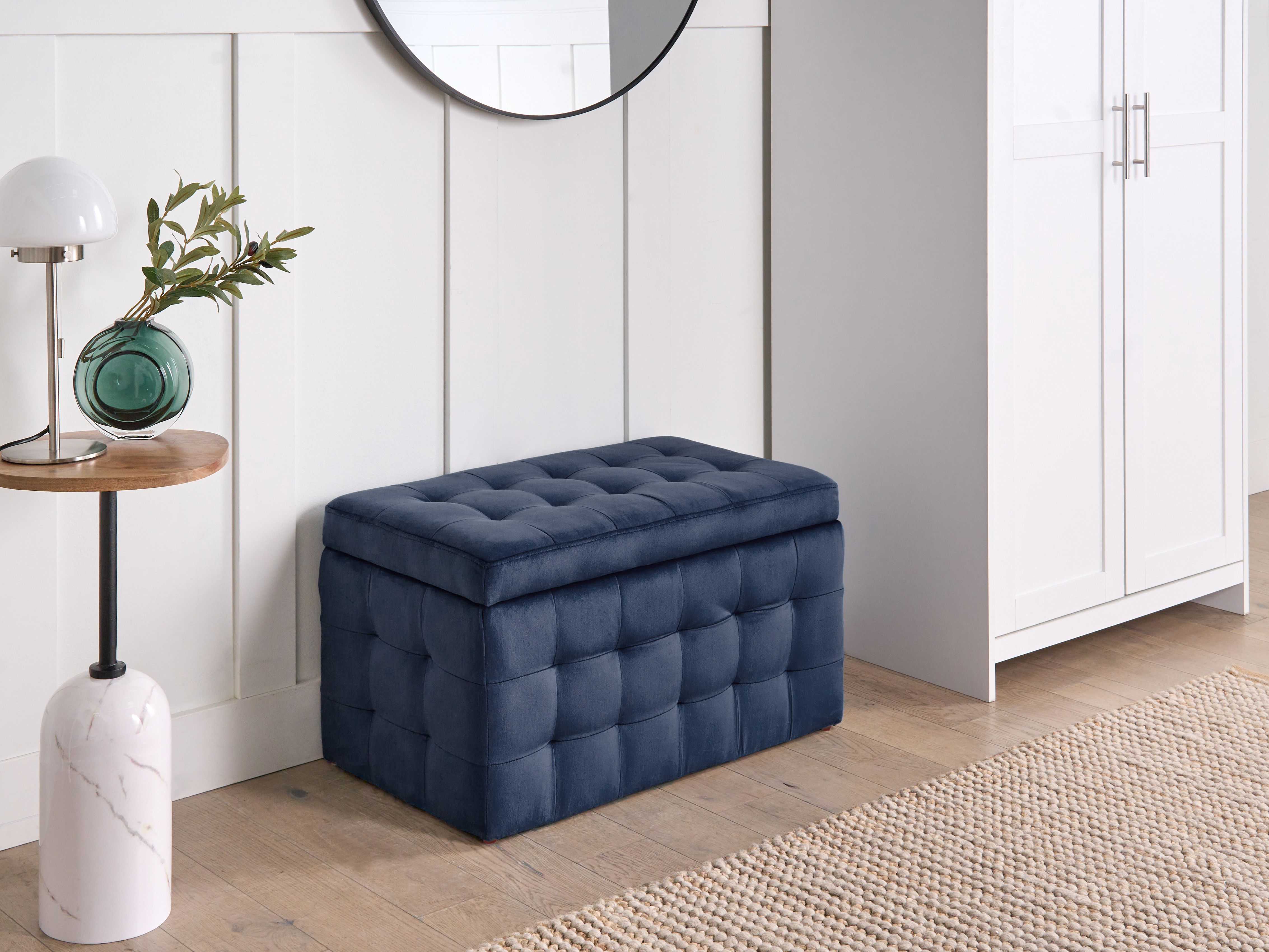 Storage Ottoman MICHIGAN Velvet Dark Blue