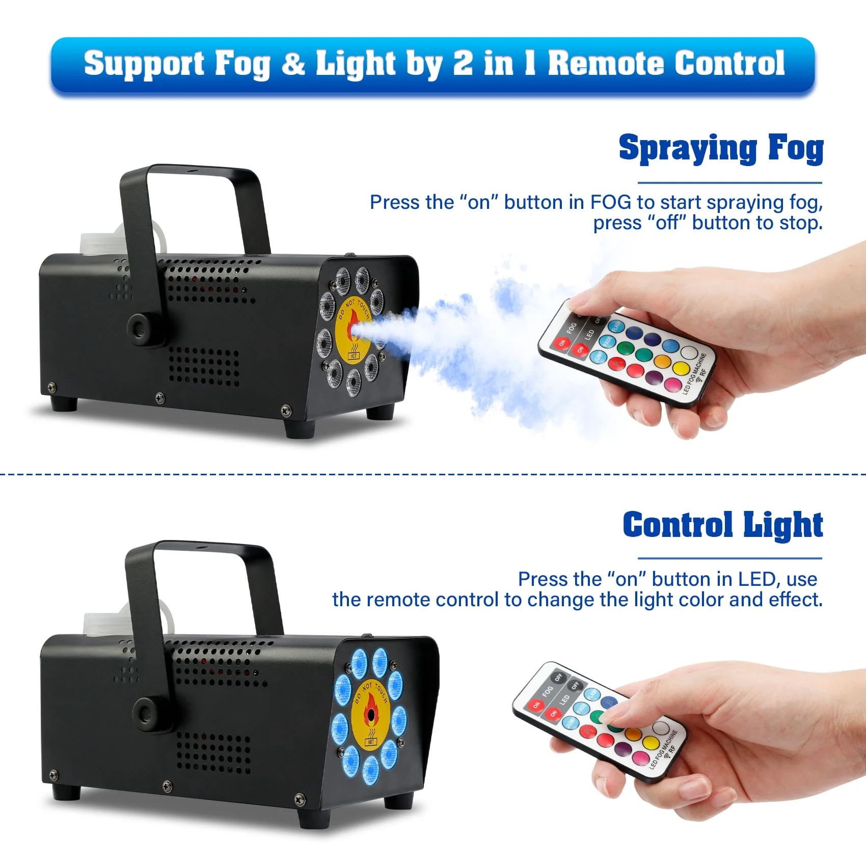 TCFUNDY 500W Fog Machine w/ LED RGB 9IN1 Fogger Smoke Maker with Wireless Remote Controller - Image 3 TCFUNDY 500W Fog Machine w/ LED RGB 9IN1 Fogger Smoke Maker with Wireless Remote Controller - Image 3