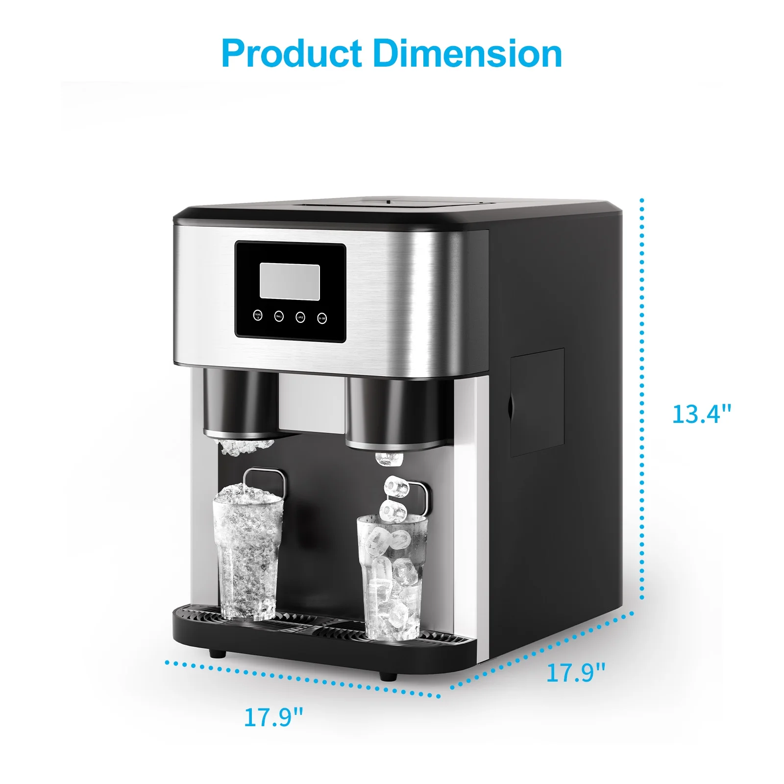 TABU 40Lbs/24H Countertop Ice Maker Machine,3 in 1 Ice Maker with Water Dispenser,Crushed Ice,Black - Image 9