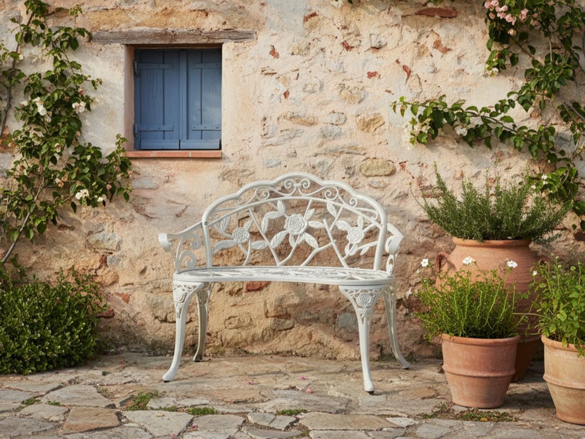 Garden Bench PIURA 88 cm Metal White