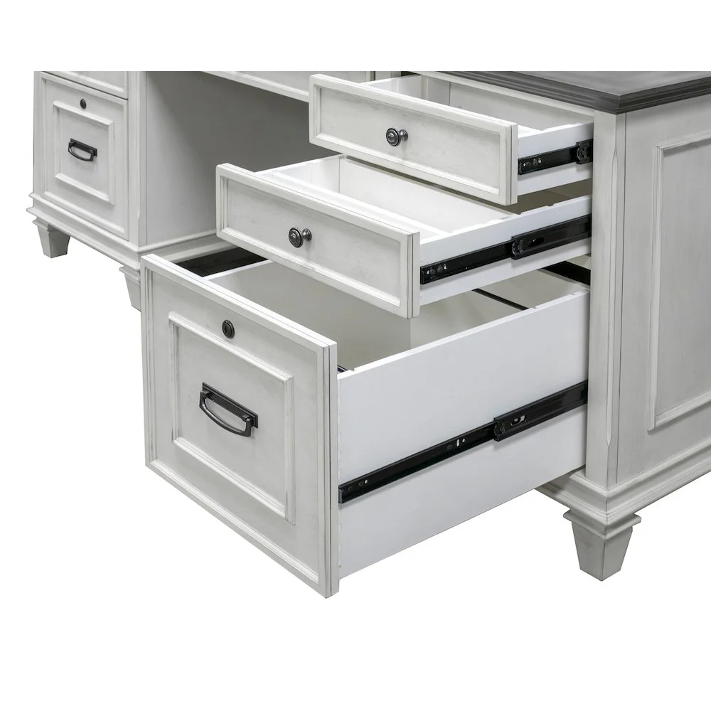 Martin Furniture Hartford White Wood Double Pedestal Desk Executive Desk
